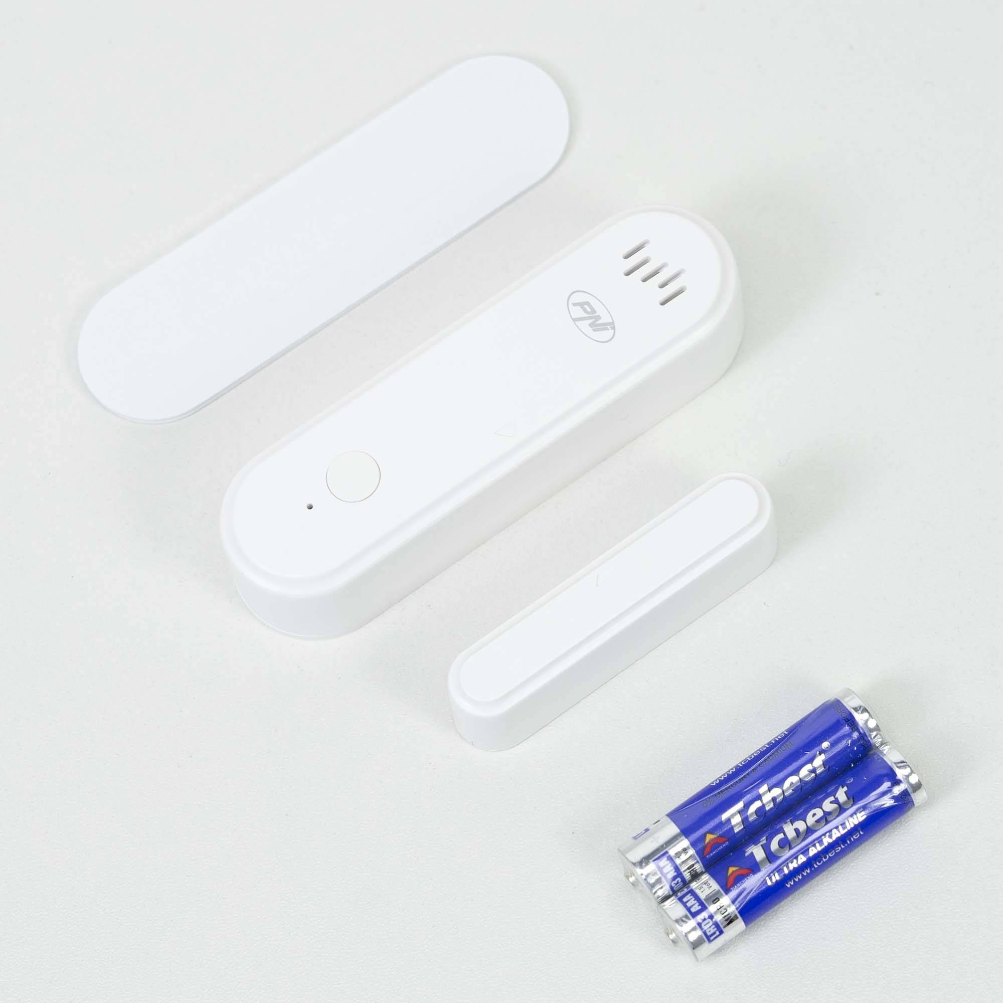 PNI Safe House HS301 Magnetkontakt mit WLAN, zur Tür-/Fensterüberwachung über die Tuya Smart-Anwendung, 80 dB akustischer Alarm, integrierter Lauts
