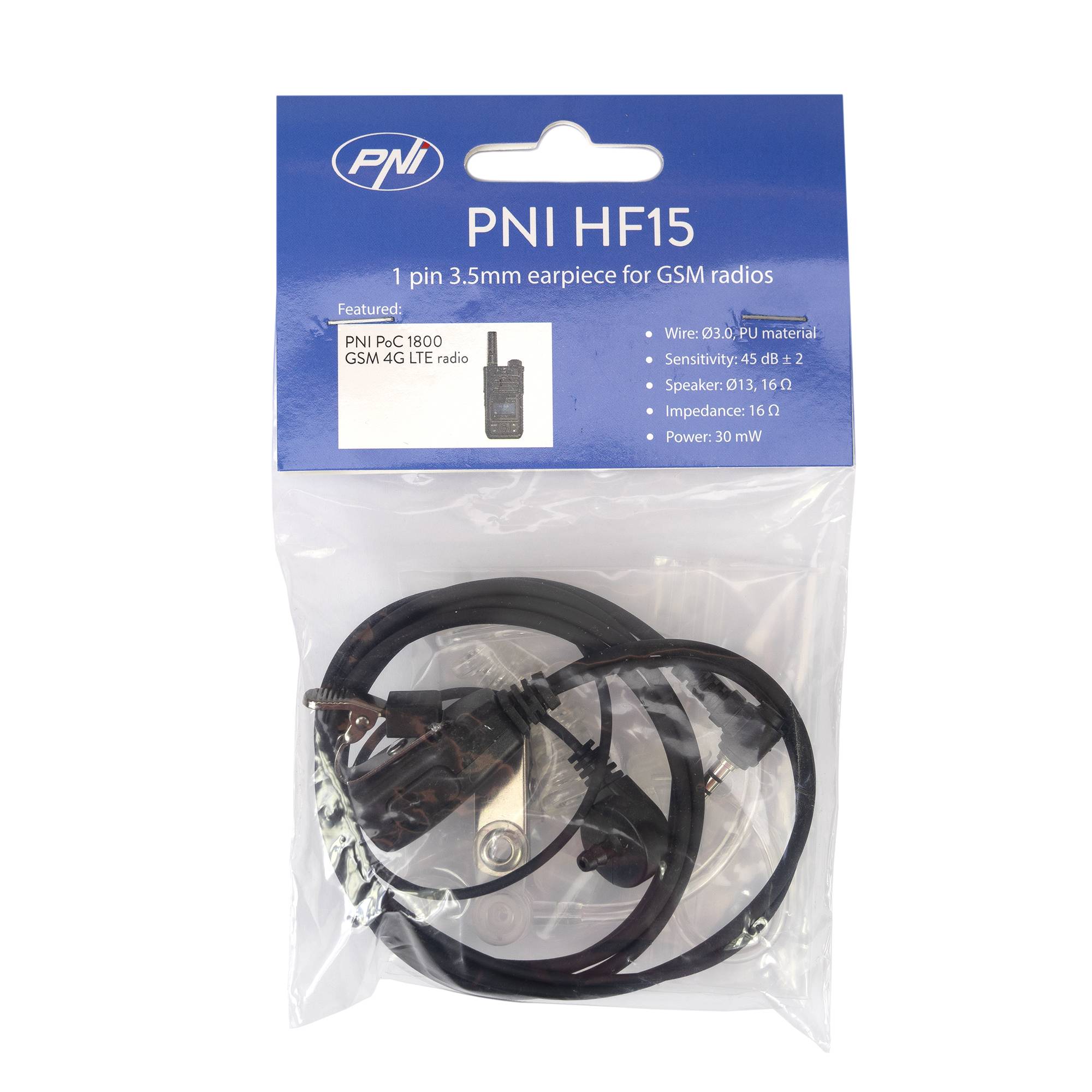Headset mit Mikrofon PNI HF15 mit 1 Pin 3,5 mm für GSM-Radiosender PNI