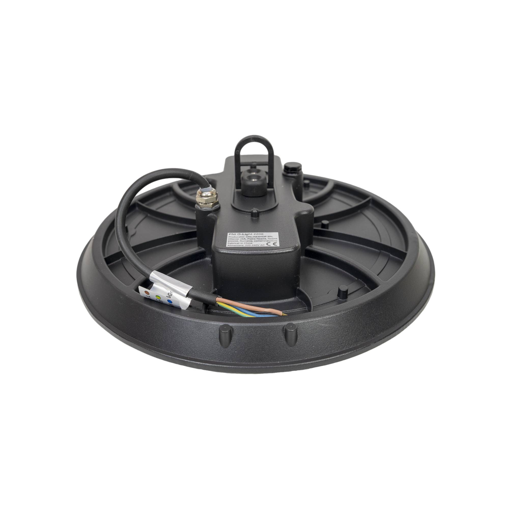 PNI D-Light 2200 LED-Lampe Typ High Bay, 200 W, 27000 lm, rund 32 cm, 6500 K, 230 V Stromversorgung, IP65, für Industriebeleuchtung in großen Räume