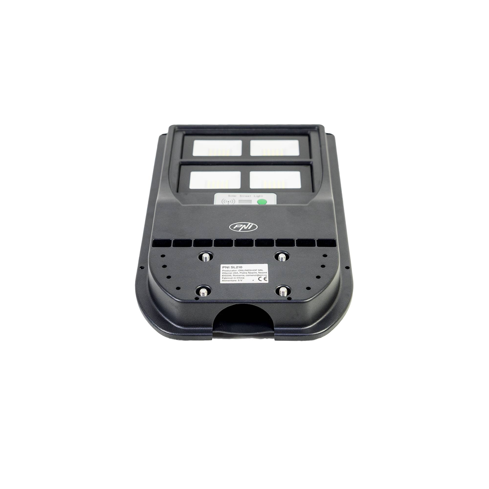 PNI SL210 100-W-Straßenbeleuchtungslampe, mit integriertem 10-W-Solarpanel, 6500 K, 1000 lm, 2 x integrierte 10-Ah-Batterie