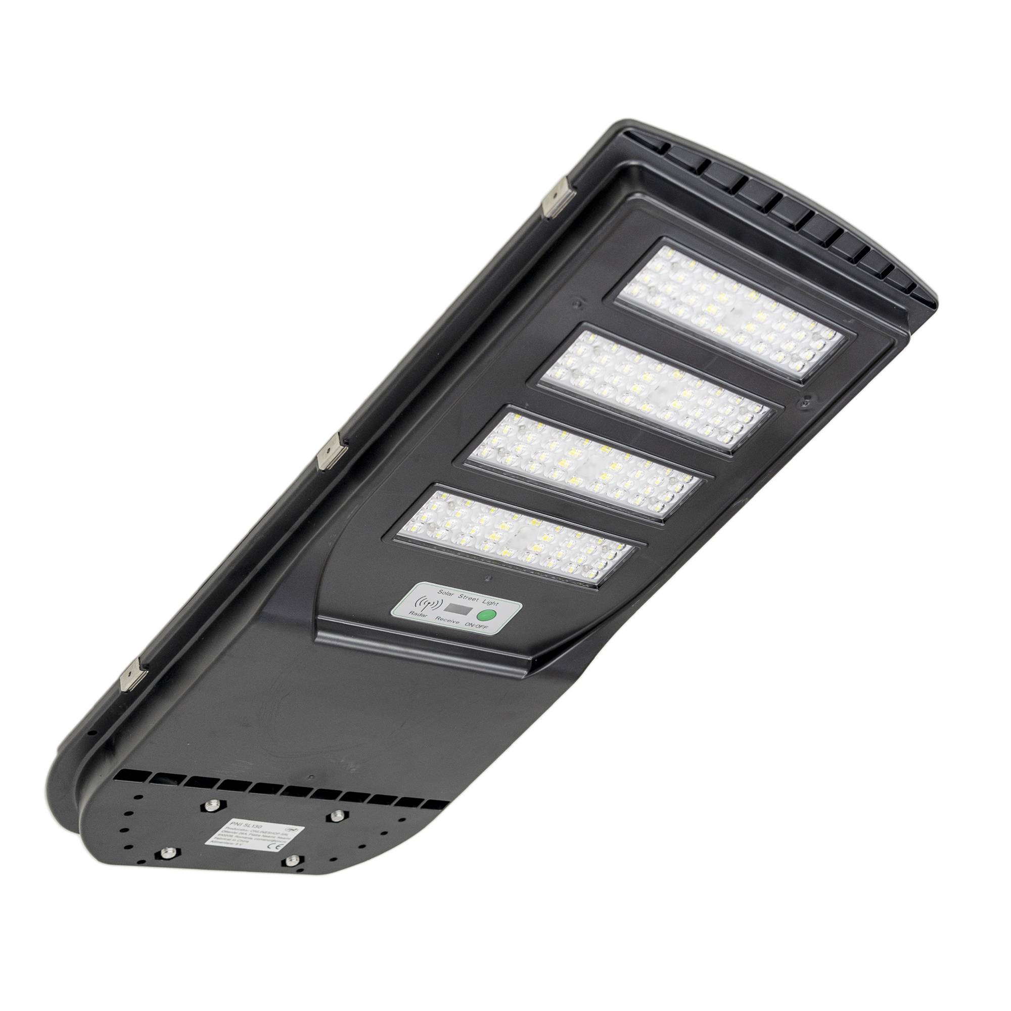 PNI SL130 300-W-Straßenbeleuchtungslampe, mit integriertem 20-W-Solarpanel, 6500 K, 2900 lm, 4 x integrierte 20-Ah-Batterie