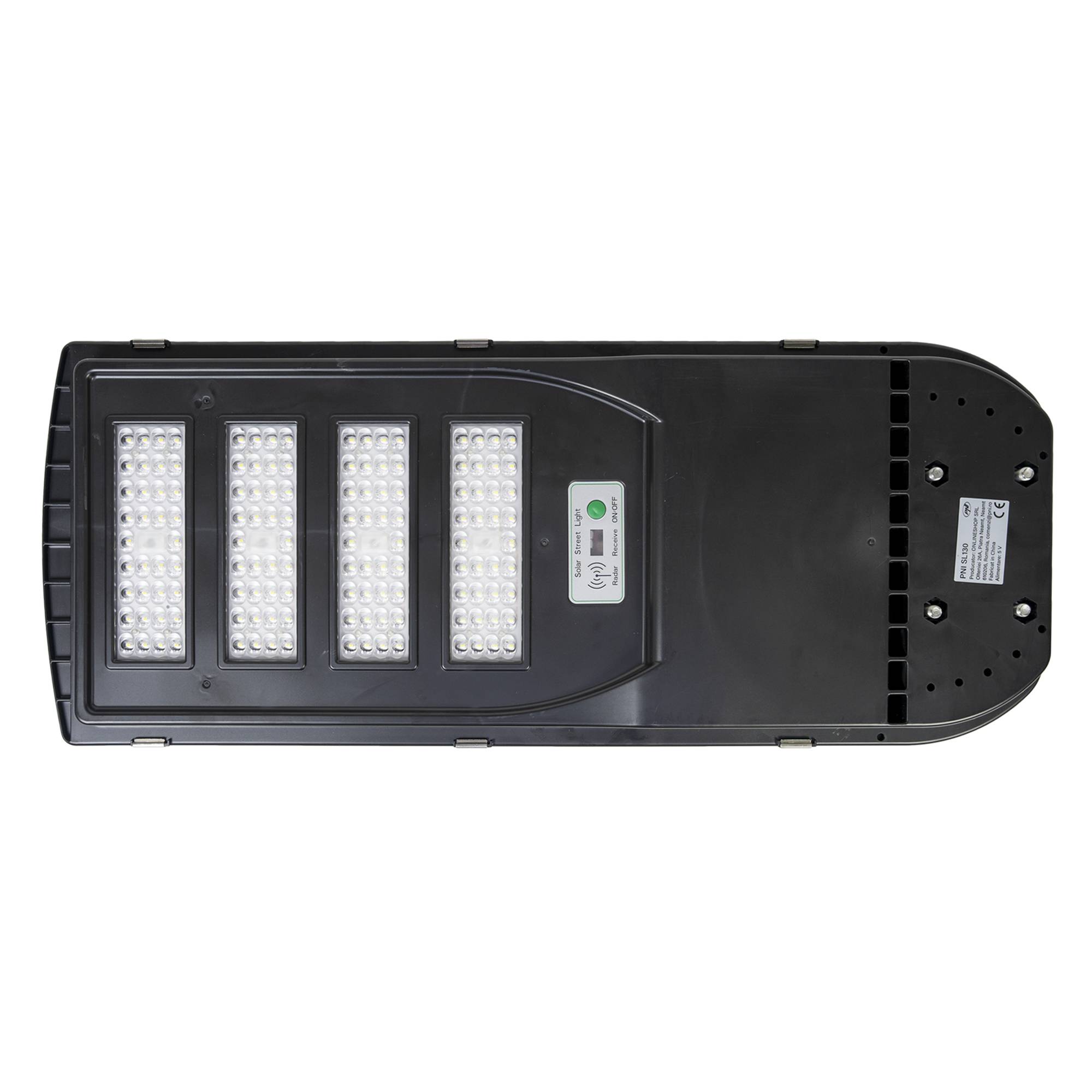 PNI SL130 300-W-Straßenbeleuchtungslampe, mit integriertem 20-W-Solarpanel, 6500 K, 2900 lm, 4 x integrierte 20-Ah-Batterie