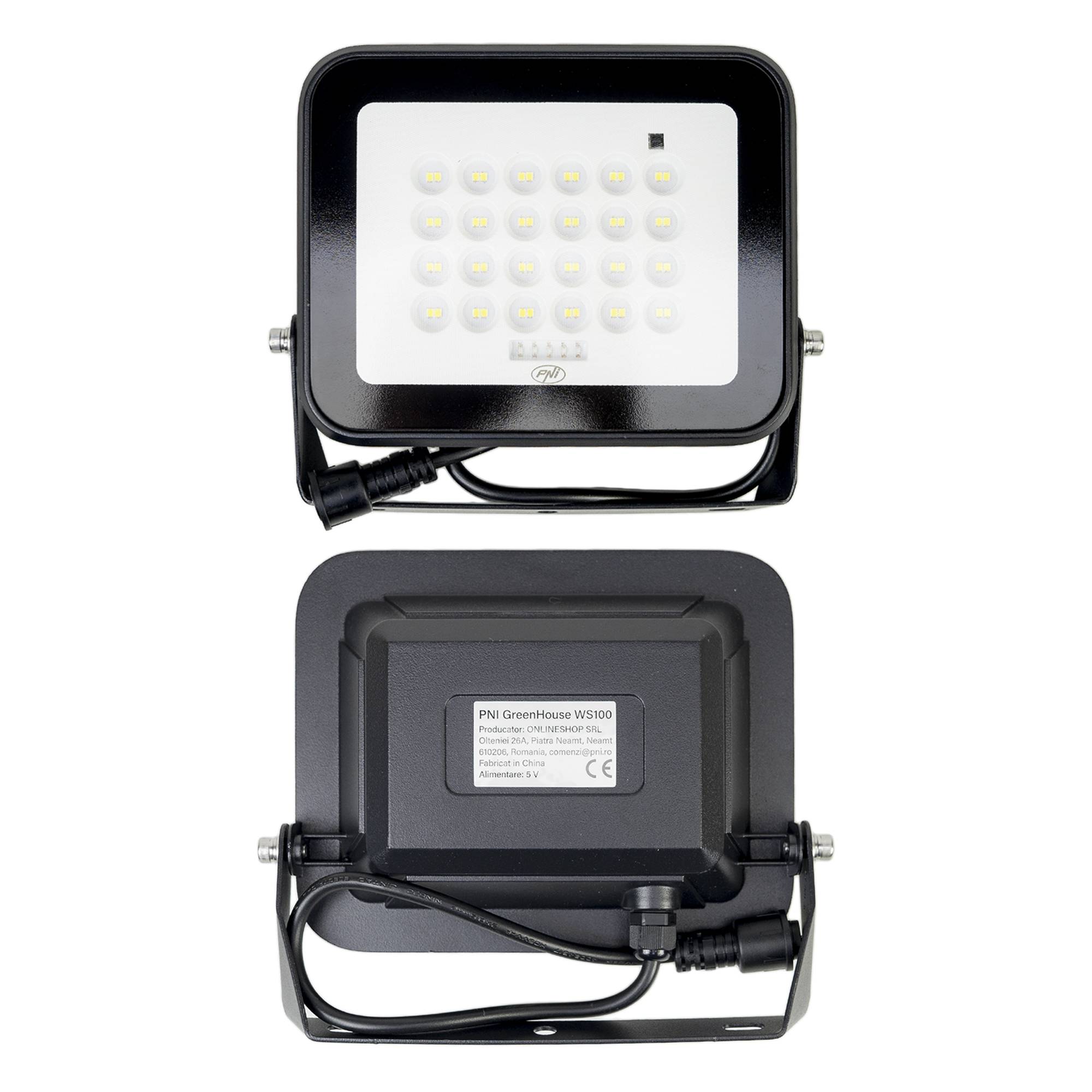 PNI GreenHouse WS100 100 W LED-Reflektor mit Solarpanel, 10000 mAh Akku, Fernbedienung, einstellbares Timing und Helligkeit, 6500 K, IP65