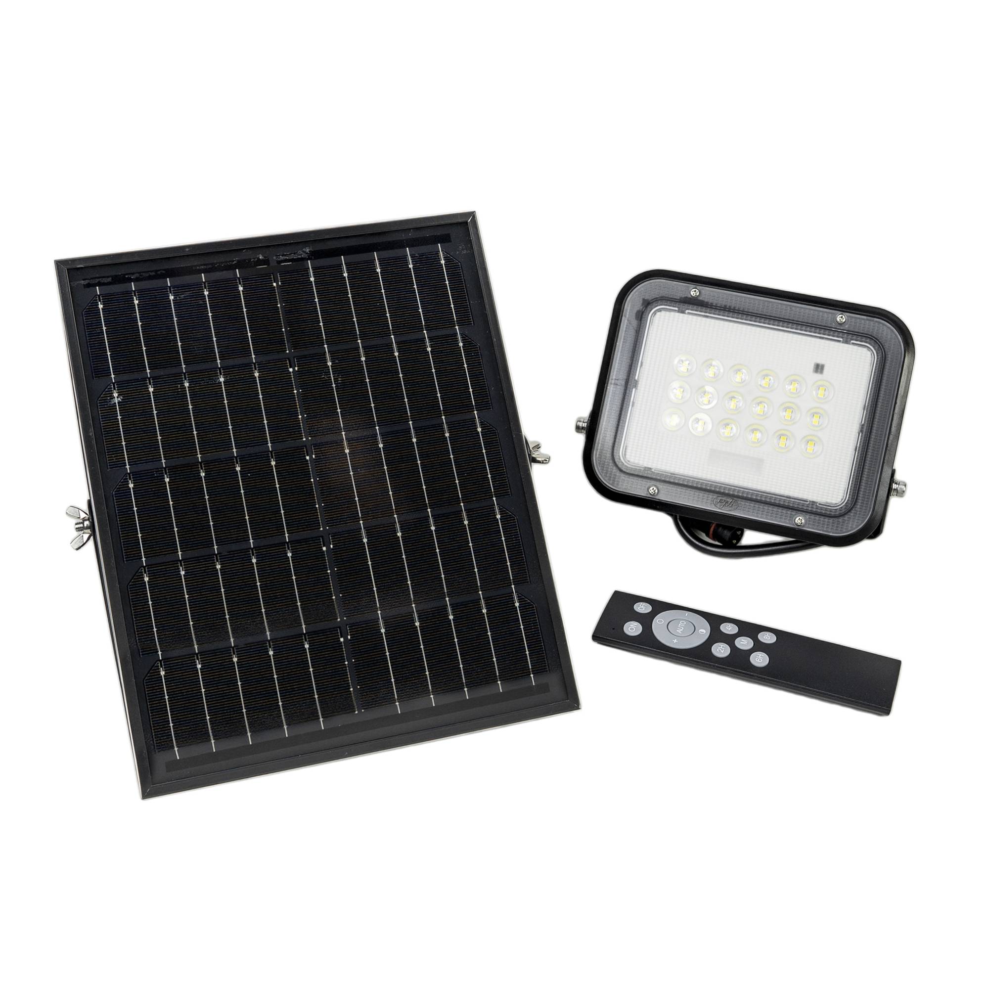 PNI GreenHouse WS50 50 W LED-Reflektor mit Solarpanel, 6000 mAh Akku, Fernbedienung, einstellbares Timing und Helligkeit, 6500 K, IP65