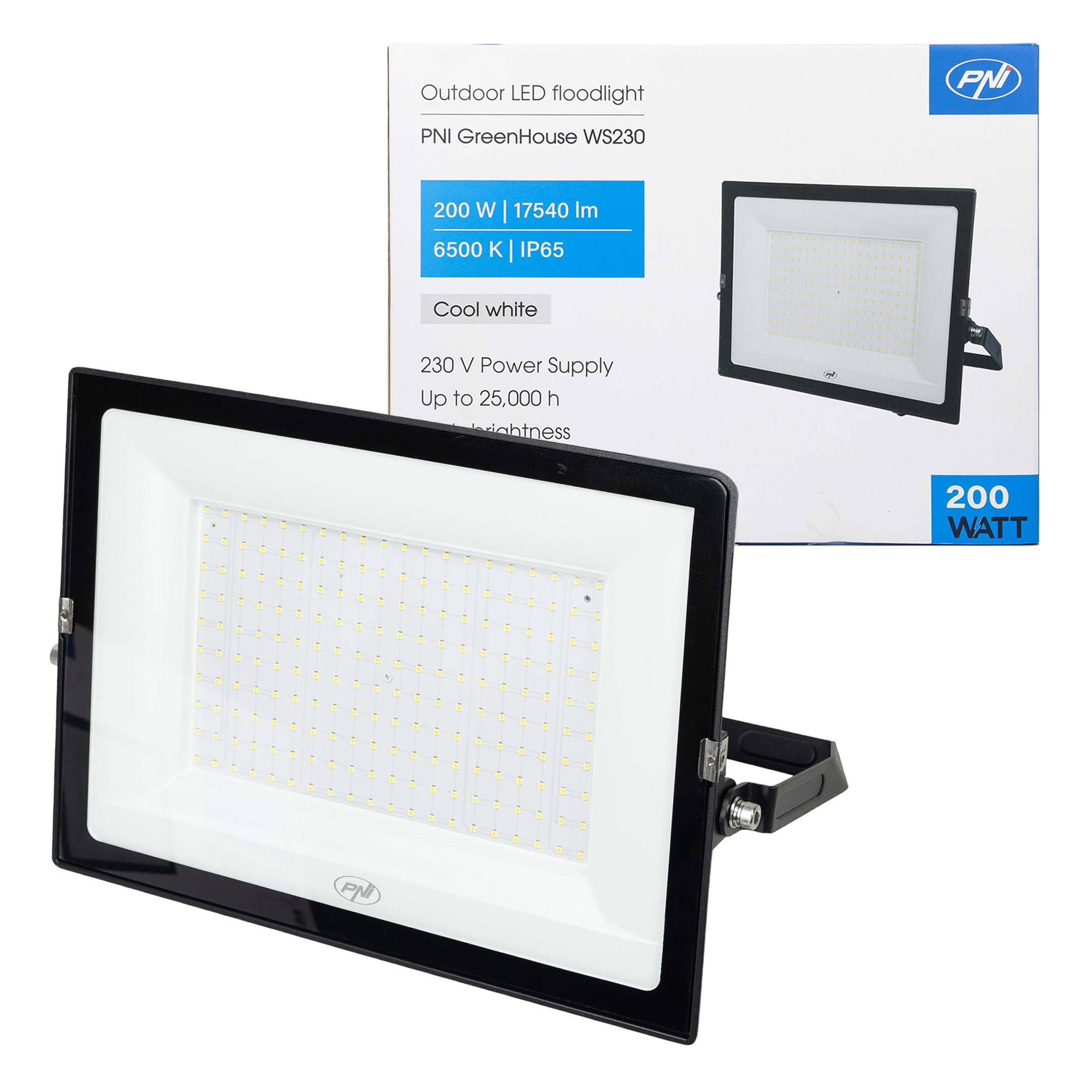 LED-Reflektor PNI GreenHouse WS230 200 W, Stromversorgung 230 V, 17540 lm, 6500 K, IP65