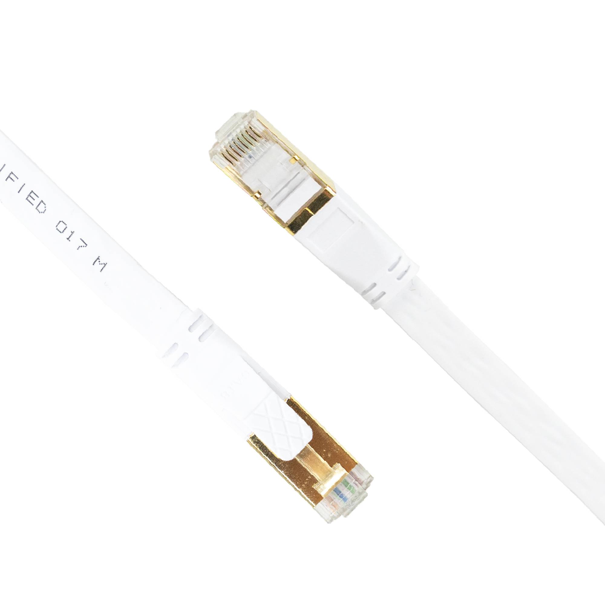 Flaches Netzwerkkabel S/STP CAT8 PNI U8030W, 2 x RJ45, 4 Adernpaare, 28AWG, Kupfer, 40 Gbit/s, 2000 MHz, 3 m, weiß
