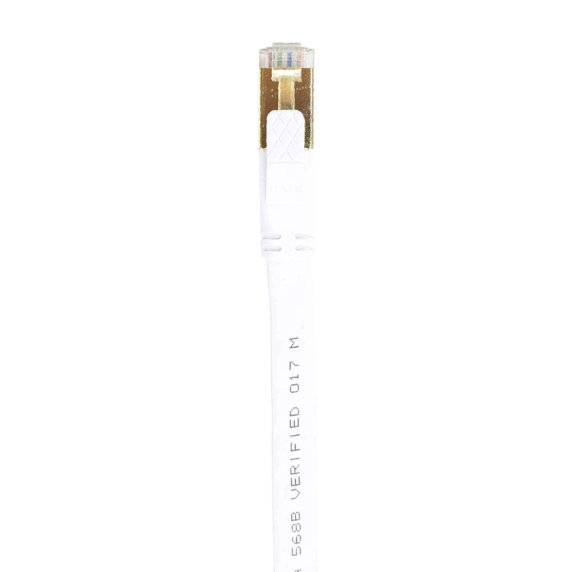 Flaches Netzwerkkabel S/STP CAT8 PNI U8200W, 2 x RJ45, 4 Adernpaare, 28AWG, Kupfer, 40 Gbit/s, 2000 MHz, 20 m, weiß