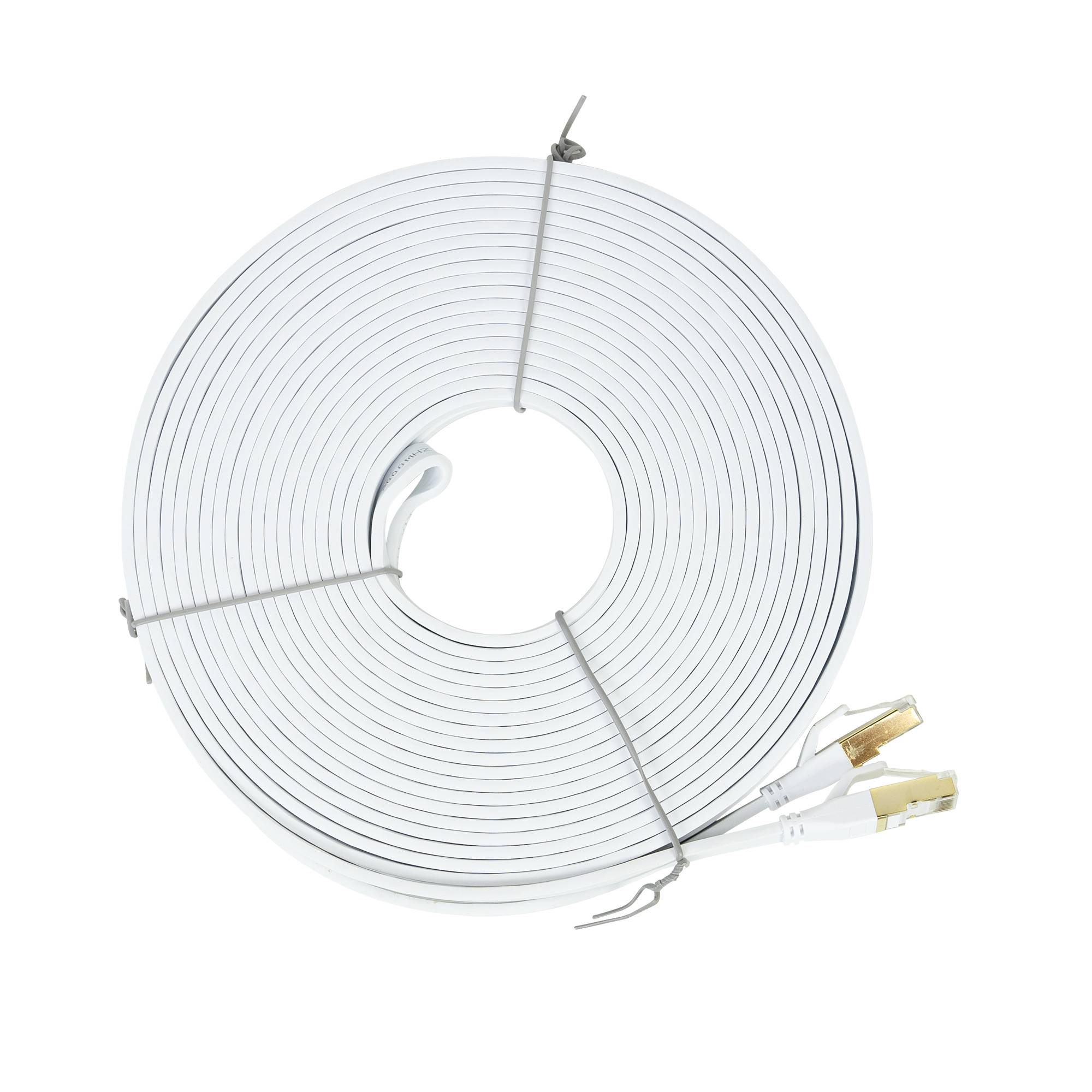 Flaches Netzwerkkabel S/STP CAT8 PNI U8200W, 2 x RJ45, 4 Adernpaare, 28AWG, Kupfer, 40 Gbit/s, 2000 MHz, 20 m, weiß