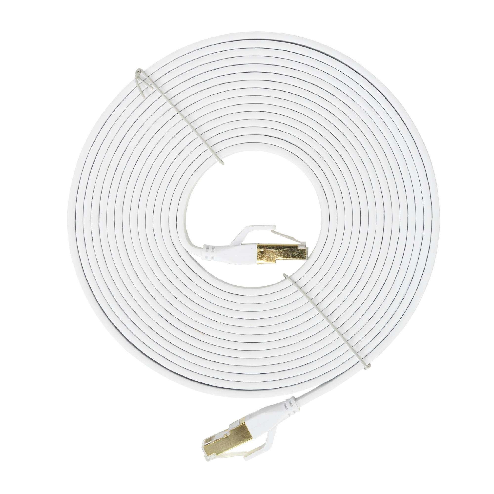 Flaches Netzwerkkabel S/STP CAT8 PNI U8050W, 2 x RJ45, 4 Adernpaare, 28AWG, Kupfer, 40 Gbit/s, 2000 MHz, 5 m, weiß