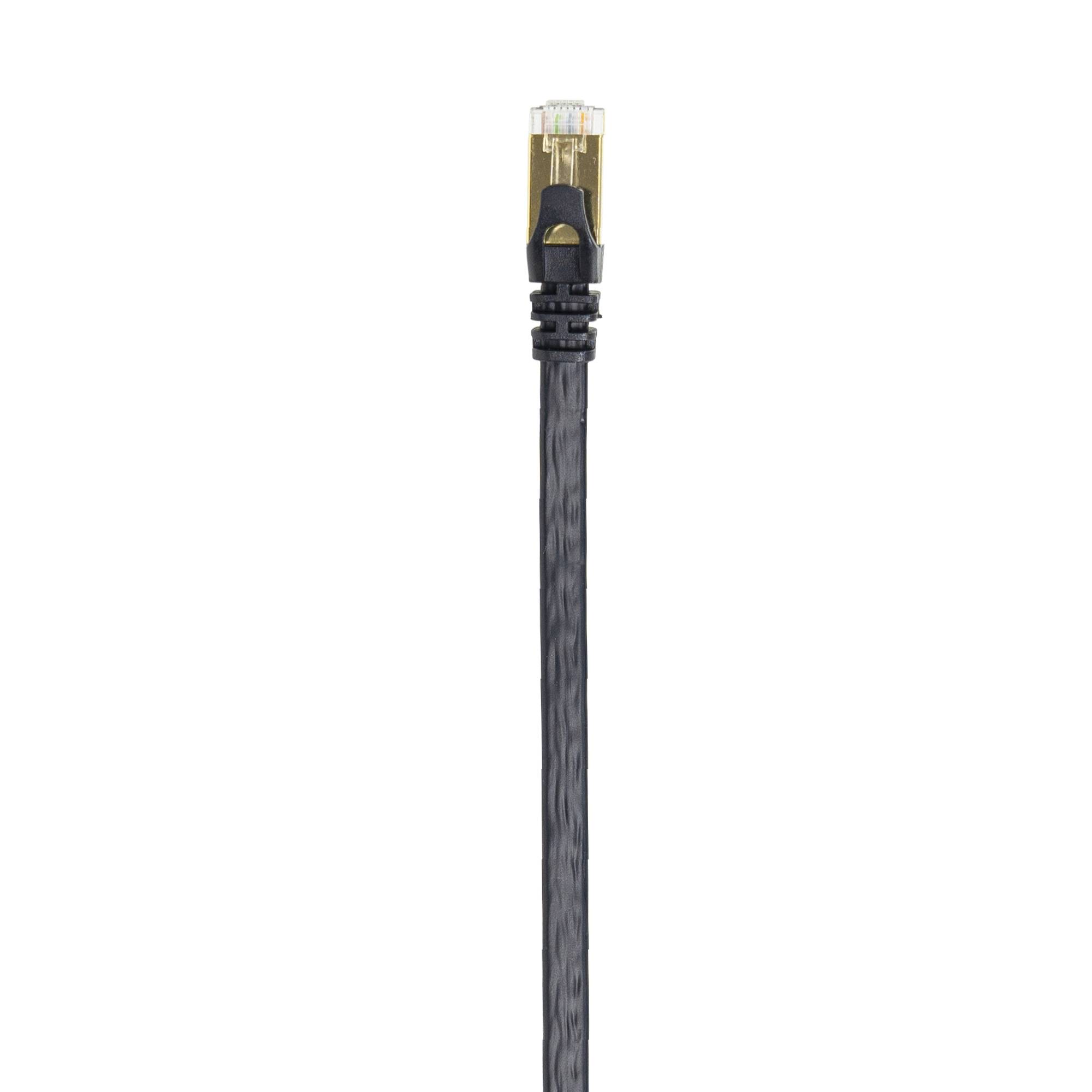 Flaches Netzwerkkabel S/STP CAT7 PNI U7075B, 2 x RJ45, 4 Adernpaare, 32AWG, Kupfer, 10 Gbit/s, 600 MHz, 7,5 m, schwarz
