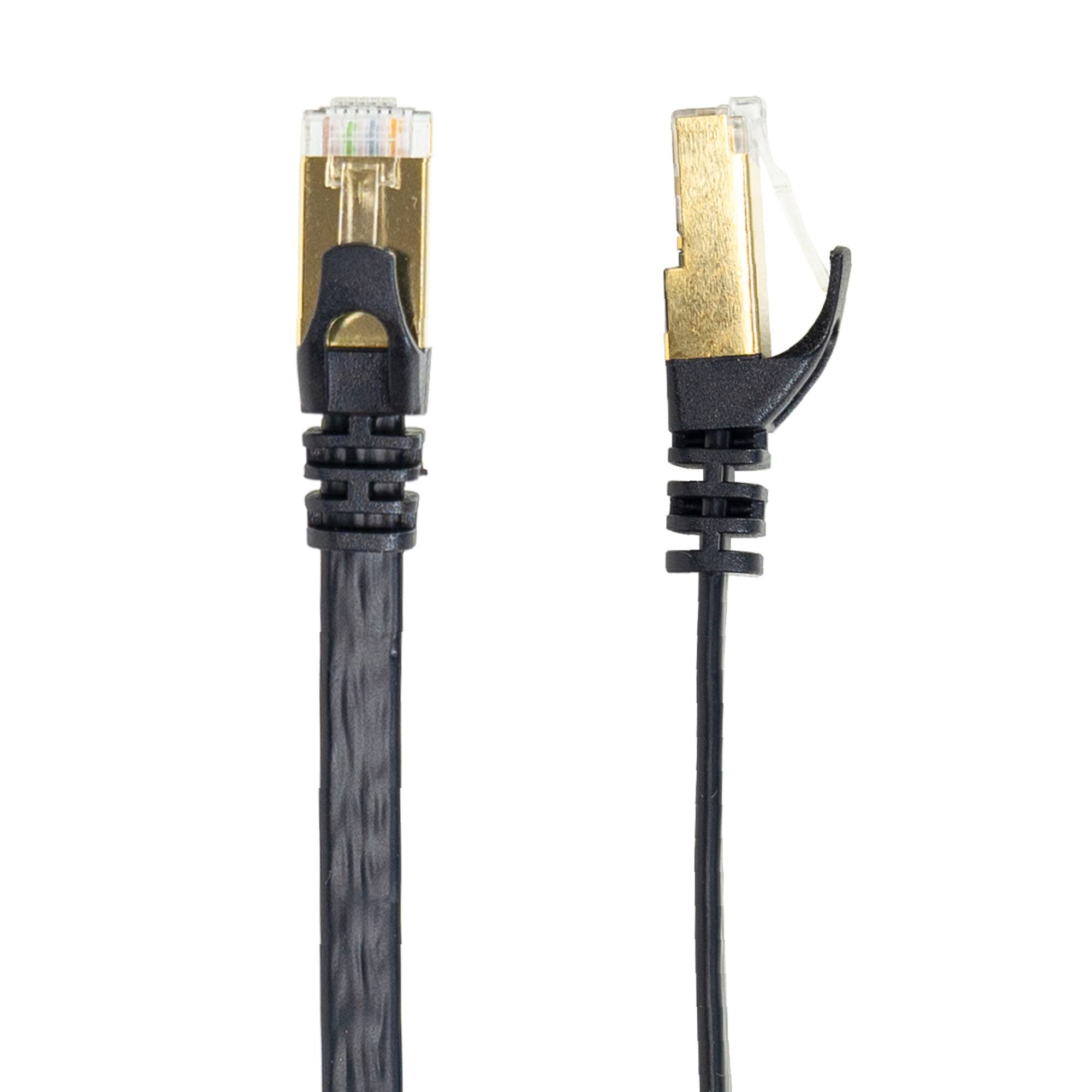 Flaches Netzwerkkabel S/STP CAT7 PNI U7200B, 2 x RJ45, 4 Adernpaare, 32AWG, Kupfer, 10 Gbit/s, 600 MHz, 20 m, schwarz