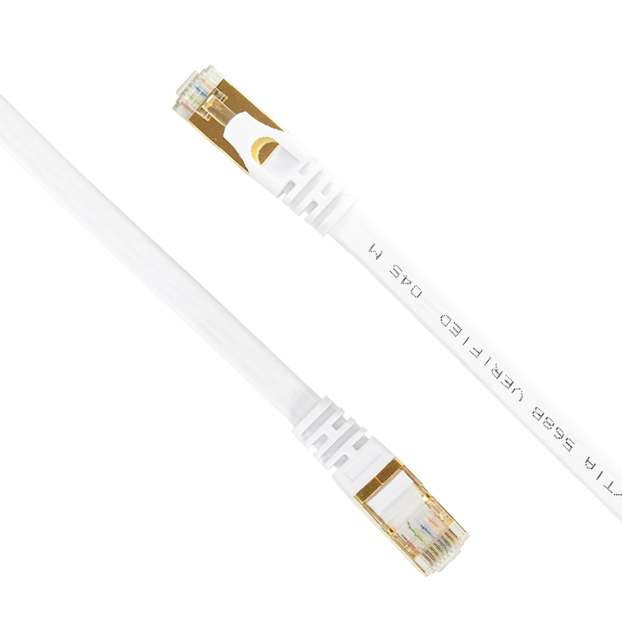 Flaches Netzwerkkabel S/STP CAT7 PNI U7075W, 2 x RJ45, 4 Adernpaare, 32AWG, Kupfer, 10 Gbit/s, 600 MHz, 7,5 m, weiß
