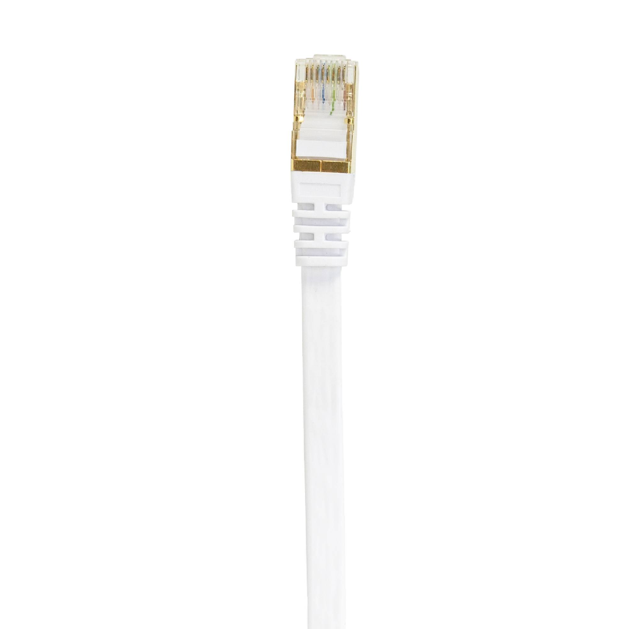 Flaches Netzwerkkabel S/STP CAT7 PNI U7200W, 2 x RJ45, 4 Adernpaare, 32AWG, Kupfer, 10 Gbit/s, 600 MHz, 20 m, weiß