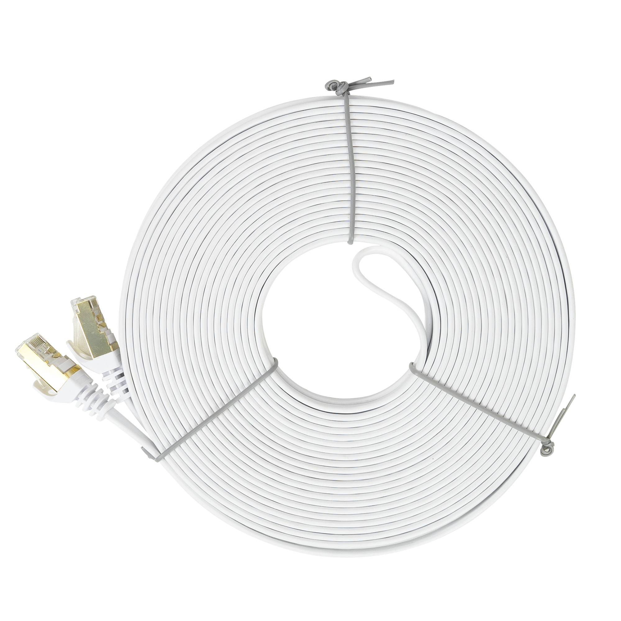 Flaches Netzwerkkabel S/STP CAT7 PNI U7150W, 2 x RJ45, 4 Adernpaare, 32AWG, Kupfer, 10 Gbit/s, 600 MHz, 15 m, weiß