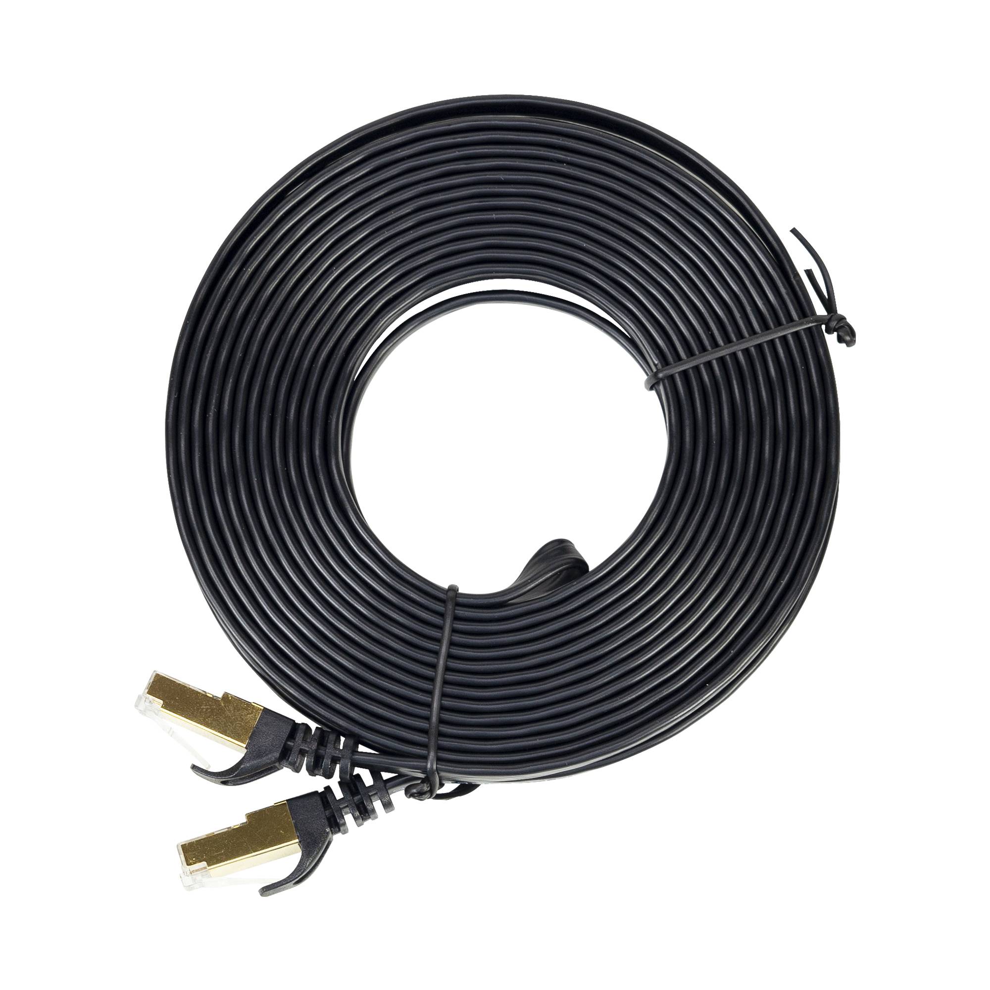 Flaches Netzwerkkabel S/STP CAT7 PNI U7075B, 2 x RJ45, 4 Adernpaare, 32AWG, Kupfer, 10 Gbit/s, 600 MHz, 7,5 m, schwarz