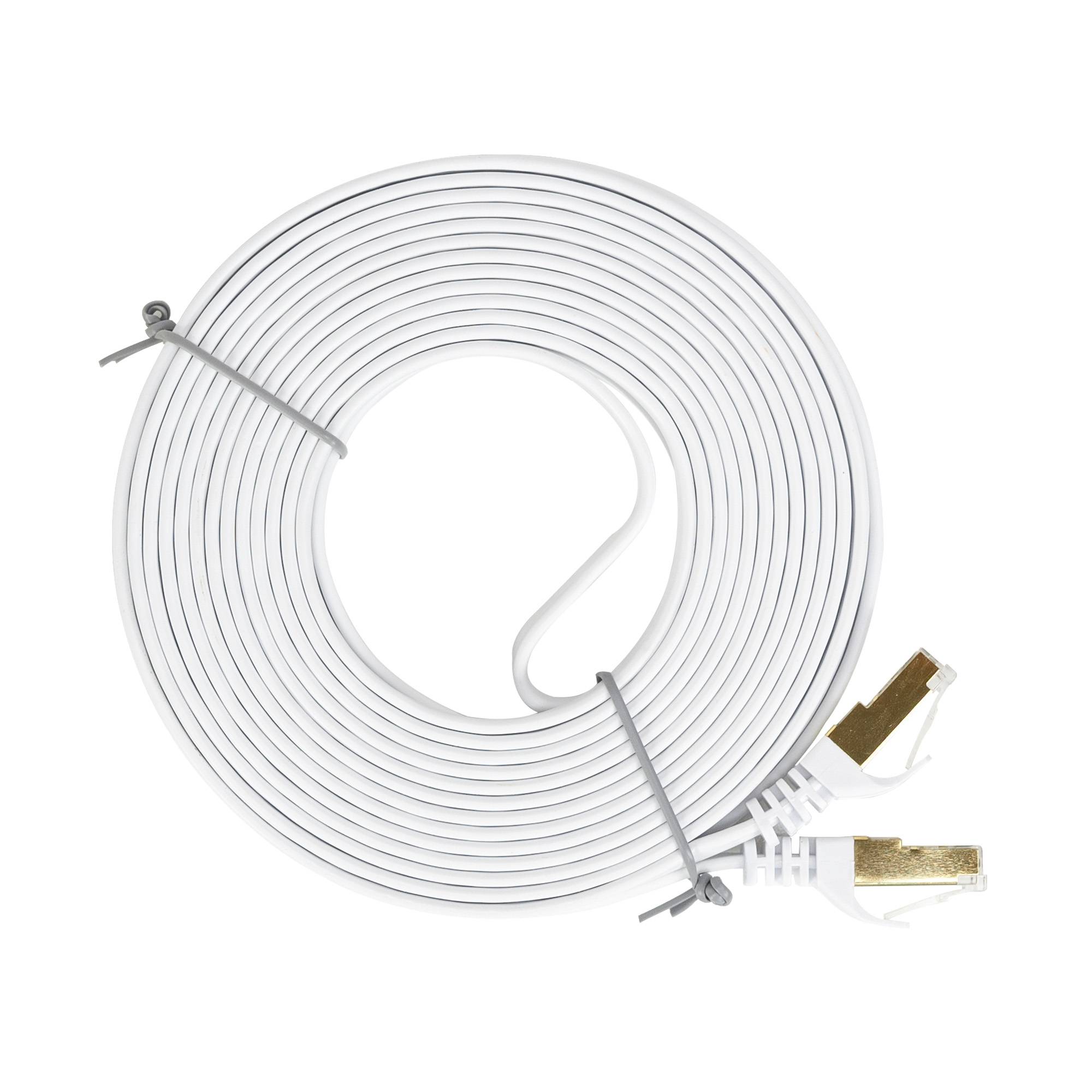Flaches Netzwerkkabel S/STP CAT7 PNI U7075W, 2 x RJ45, 4 Adernpaare, 32AWG, Kupfer, 10 Gbit/s, 600 MHz, 7,5 m, weiß