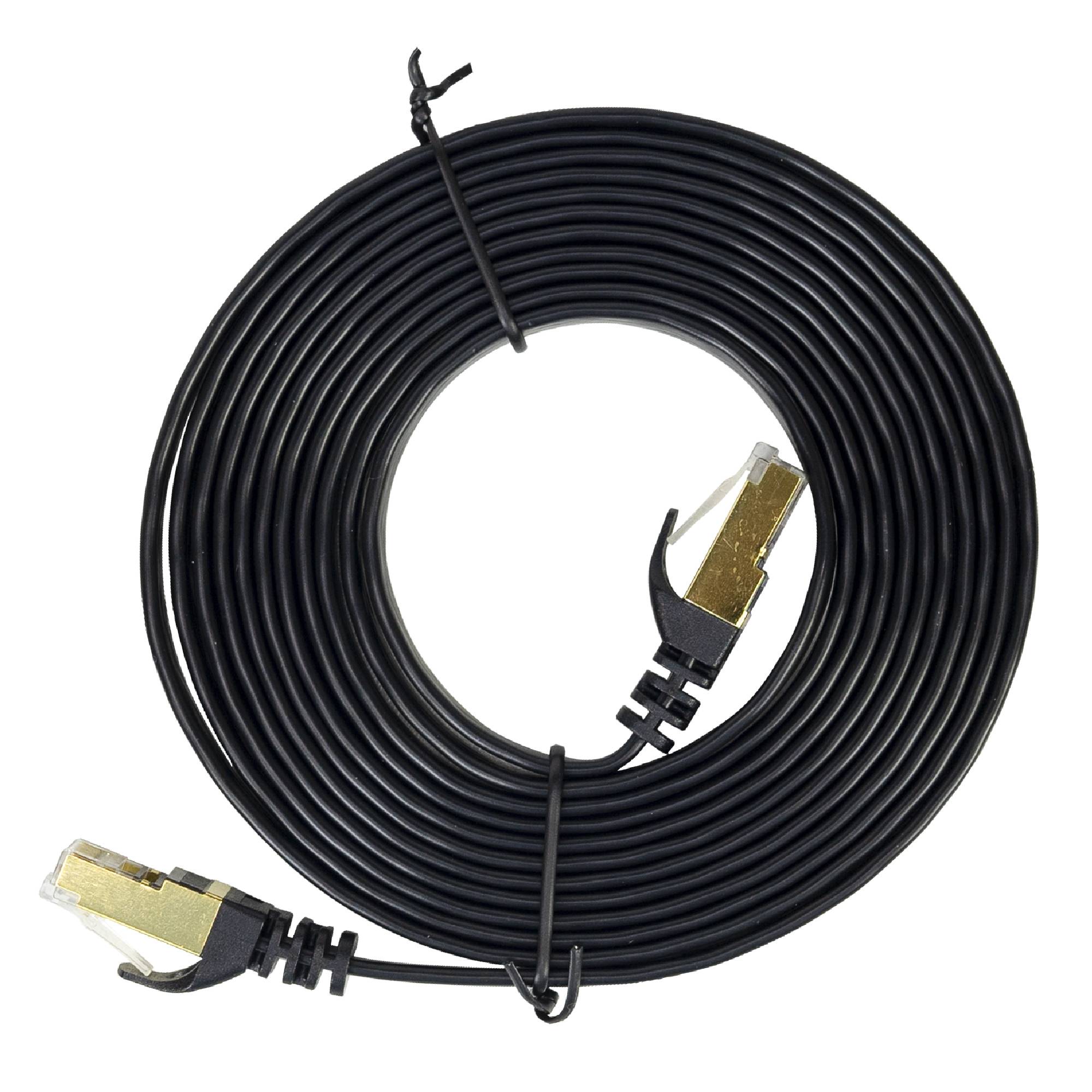 Flaches Netzwerkkabel S/STP CAT7 PNI U7030B, 2 x RJ45, 4 Adernpaare, 32AWG, Kupfer, 10 Gbit/s, 600 MHz, 3 m, schwarz