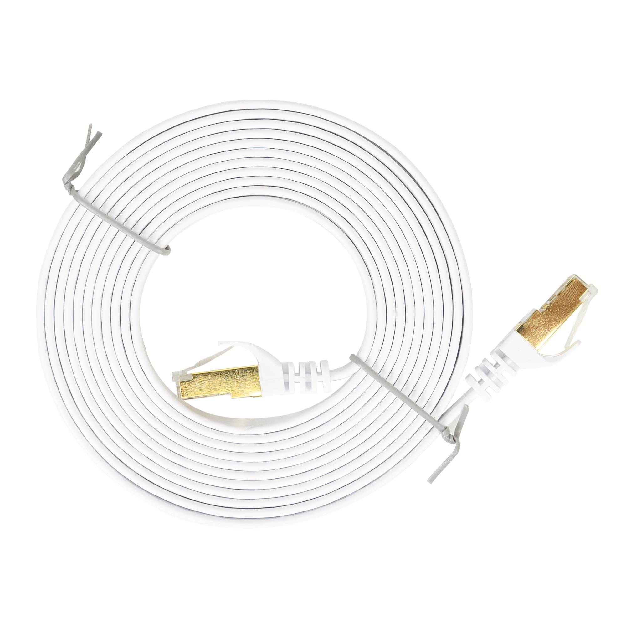 Flaches Netzwerkkabel S/STP CAT7 PNI U7030W, 2 x RJ45, 4 Adernpaare, 32AWG, Kupfer, 10 Gbit/s, 600 MHz, 3 m, weiß