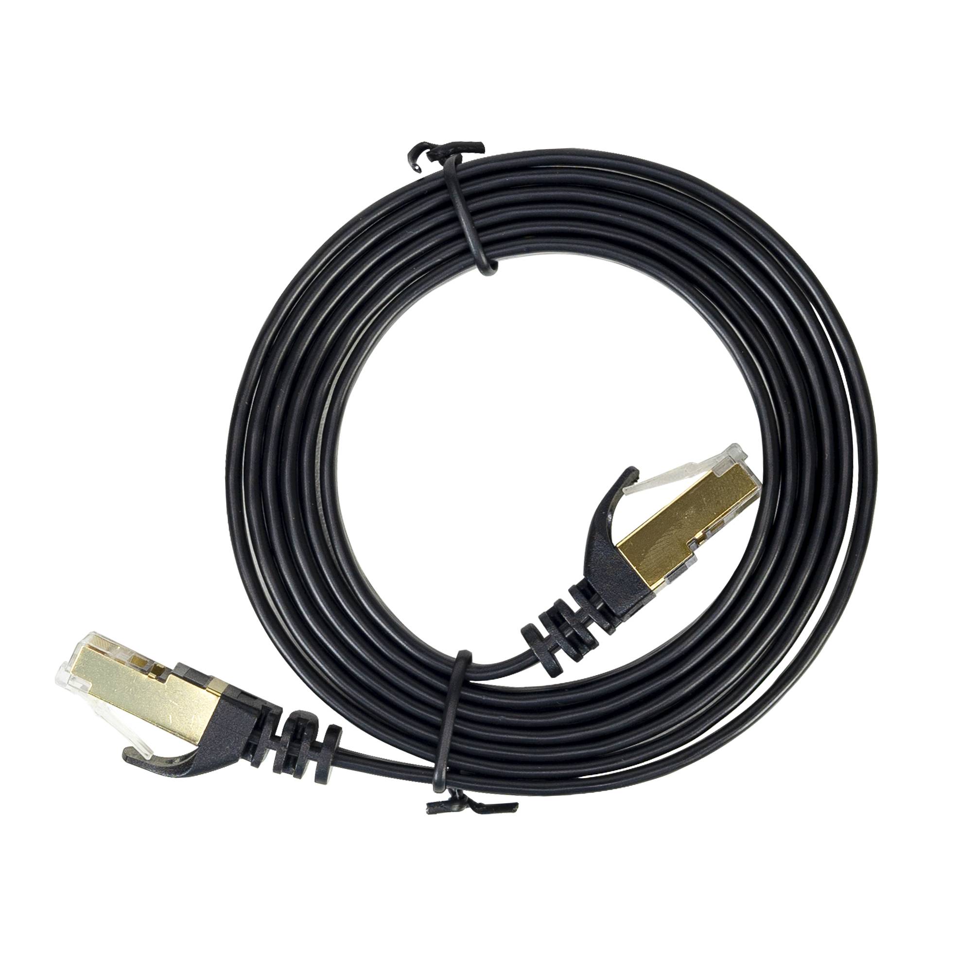 Flaches Netzwerkkabel S/STP CAT7 PNI U7015B, Patch, 2 x RJ45, 4 Adernpaare, 32AWG, Kupfer, 10 Gbit/s, 600 MHz, 1,5 m, schwarz