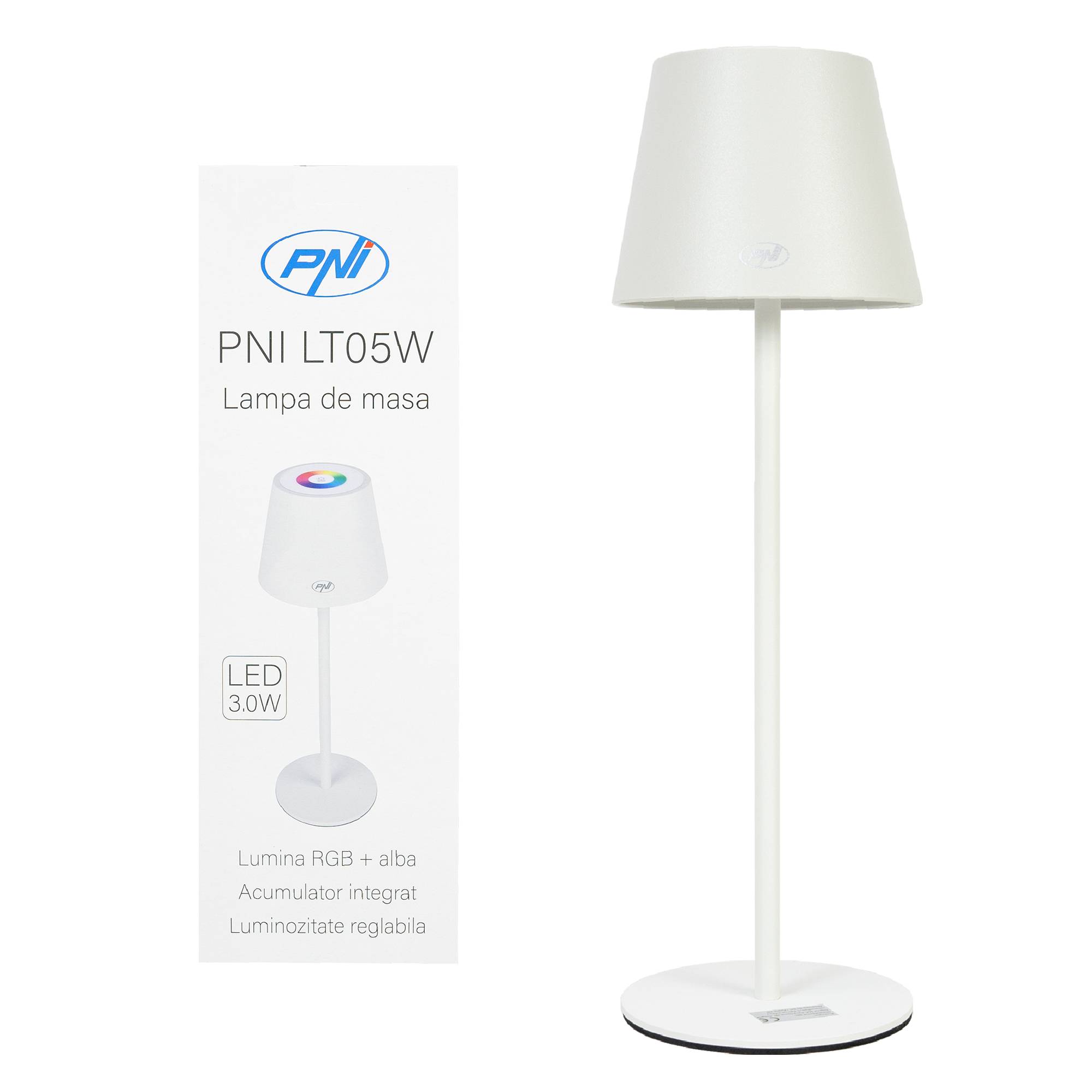 PNI LTW05 RGB 3W Tischleuchte, mit Akku, USB-Aufladung, weiße Farbe