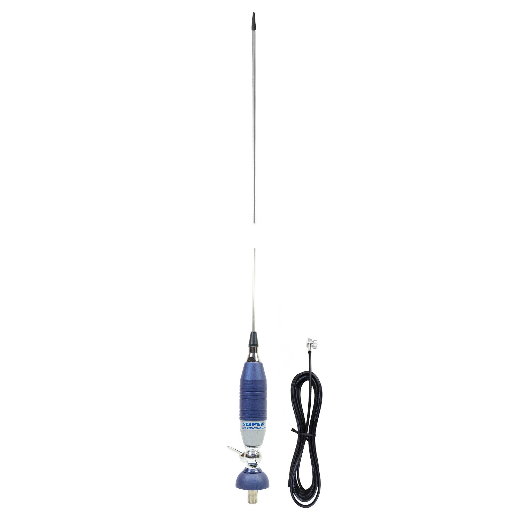 Sirio SUPER 9 CB-Antenne mit Butterfly, Länge 155 cm, 27 - 28,5 MHz, 250 W, Halterung, 4 m RG58-Kabel und PL259-Stecker im Lieferumfang enthalten
