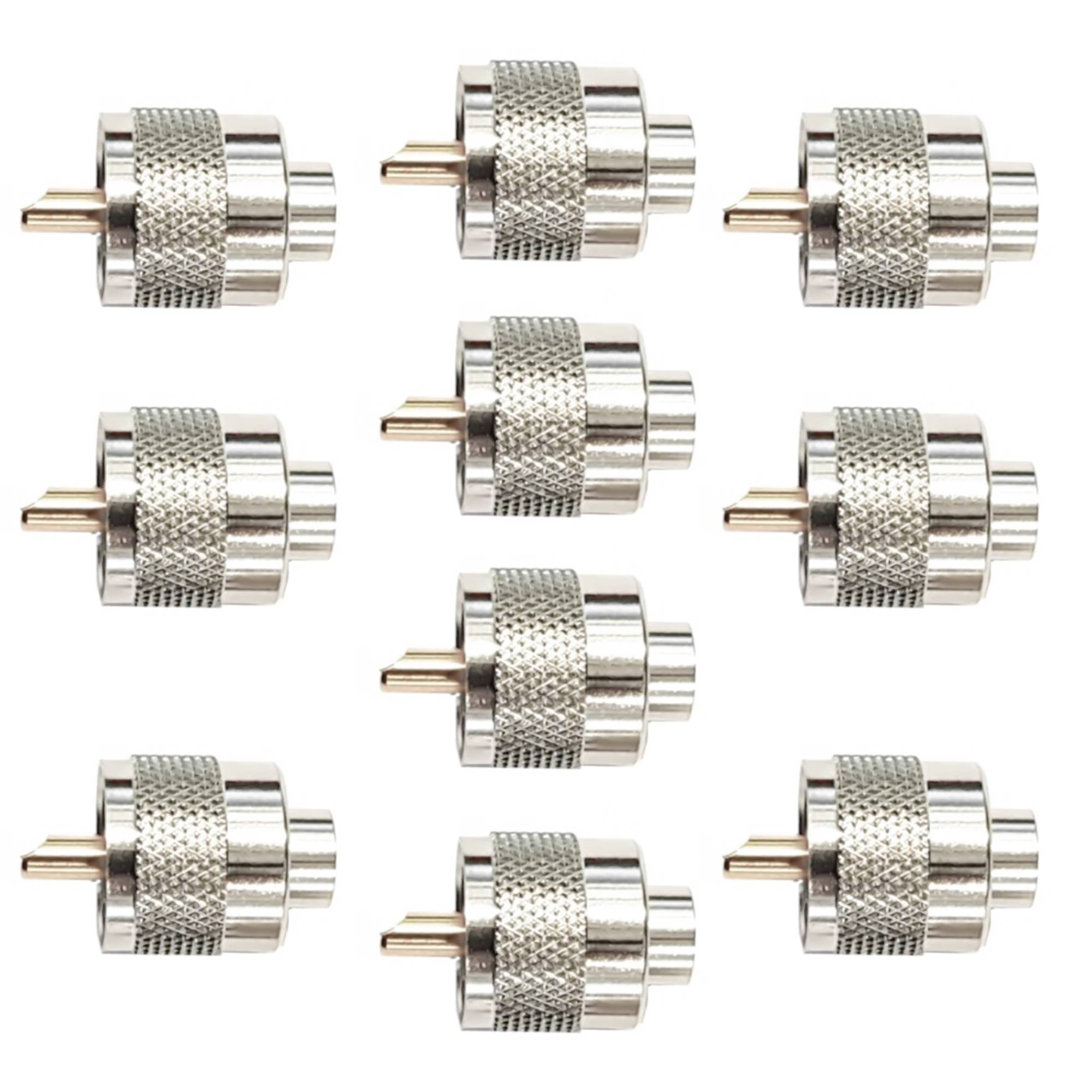 Set mit 10 Stück PNI PL259 Kurzstecker für RG58-Kabel mit vergoldetem Mittelstift 6 mm