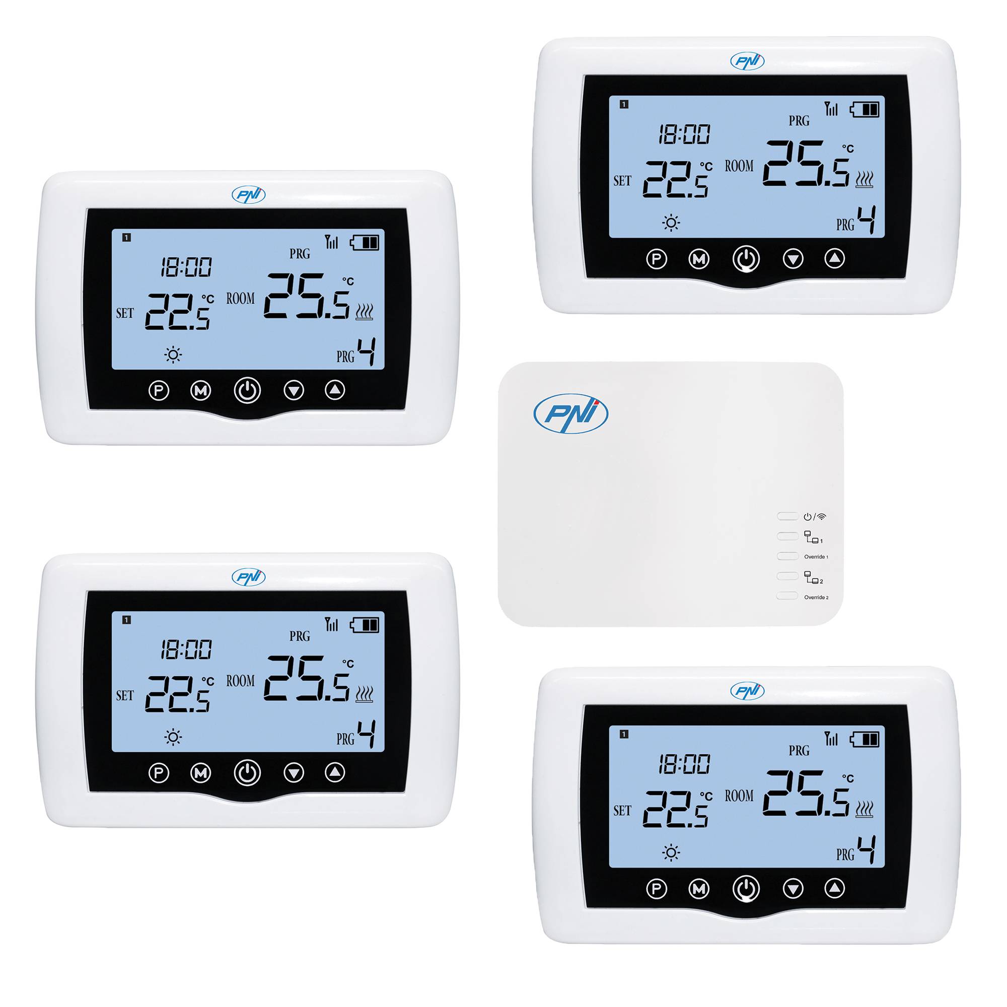 Smarter Thermostat PNI CT440 kabellos, mit WiFi, Steuerung von 4 Zonen über das Internet, für Heizanlagen, Pumpen, Magnetventile, TuyaSmart APP