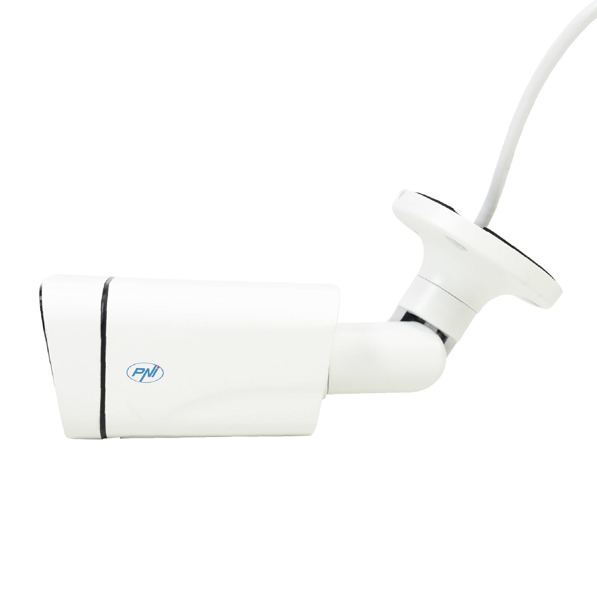 PNI IP8POE 8MP, 4K, D-WDR, 4,0 mm, 6 LEDs, IP66, integriertes Mikrofon und Lautsprecher, weiß