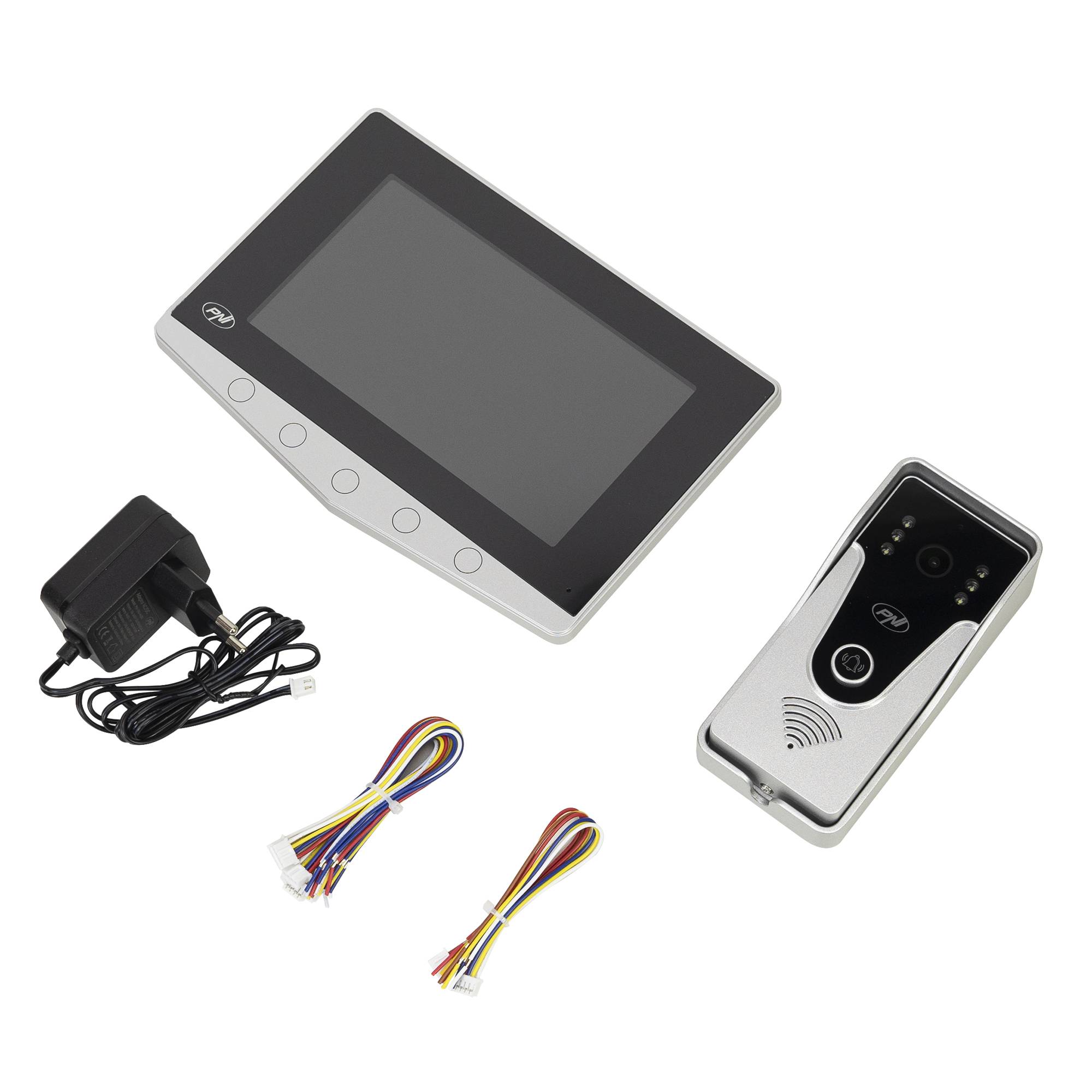 PNI DF780 Video-Gegensprechanlage mit 1 Monitor, 7 Zoll 1080p-Bildschirm, Kartensteckplatz, IP65, 2 Türsteuerung, Ereignisbewegungsaufzeichnung