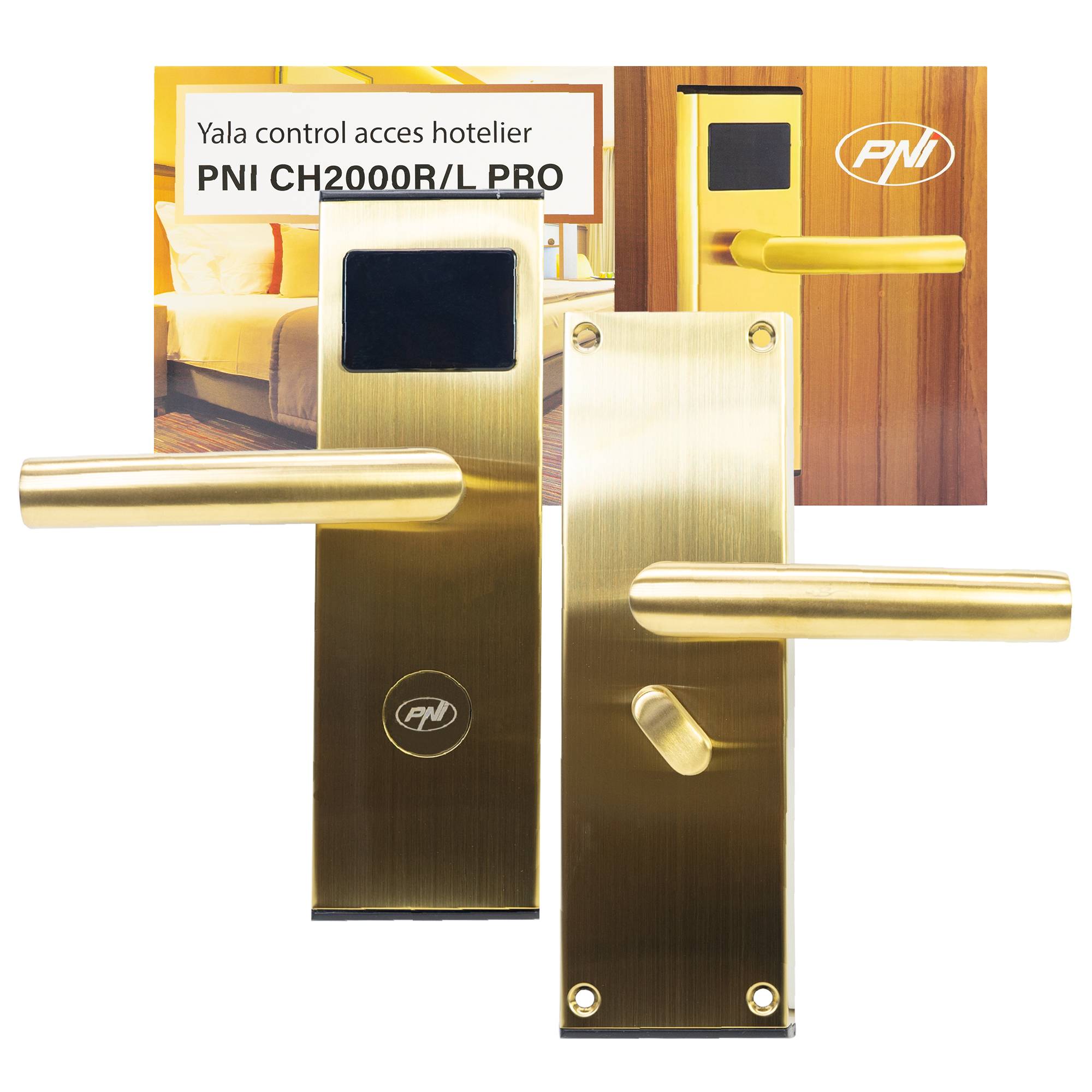 Yala Hotelzugangskontrolle PNI CH2000R PRO Gold mit Kartenleseröffnung auf der rechten Seite