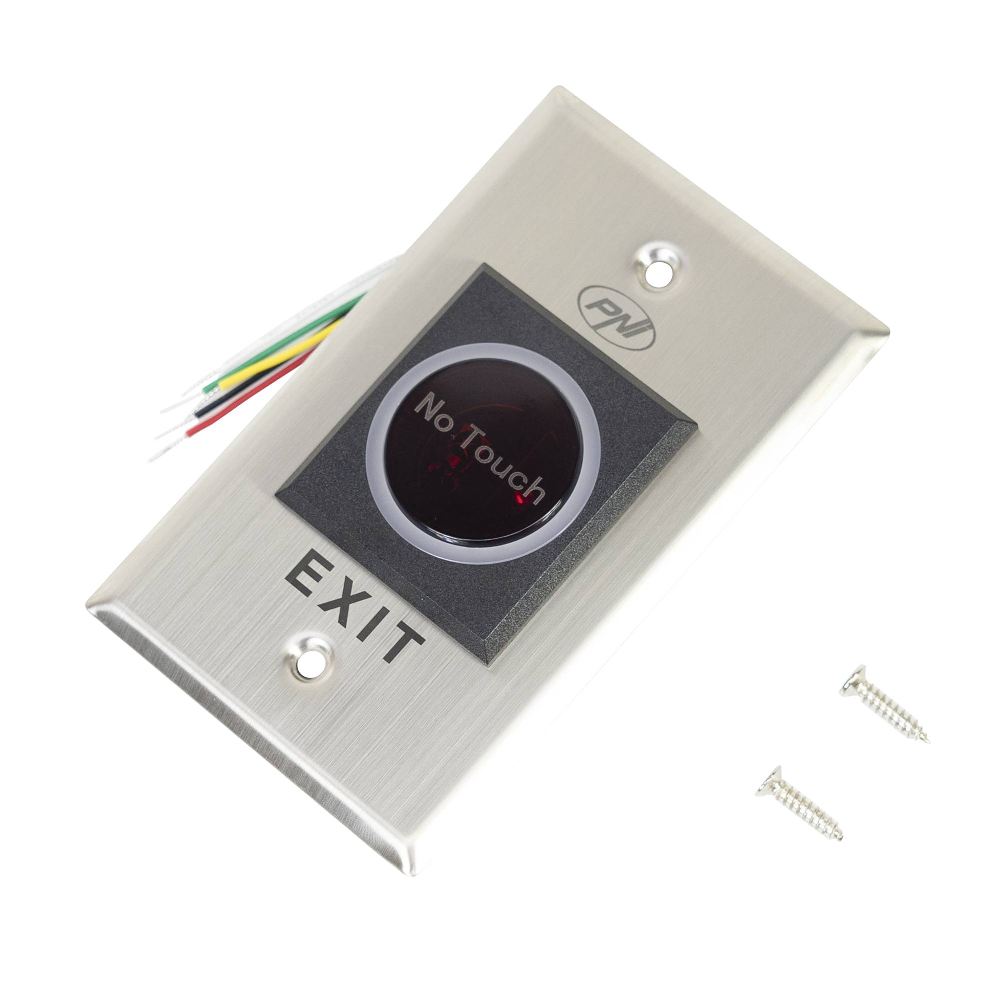 Einbau-Zugangsschalter PNI PB103, berührungslos, NO/NC/COM, 12 V/24 V DC, Status-LED, metallisch, 5 Drähte