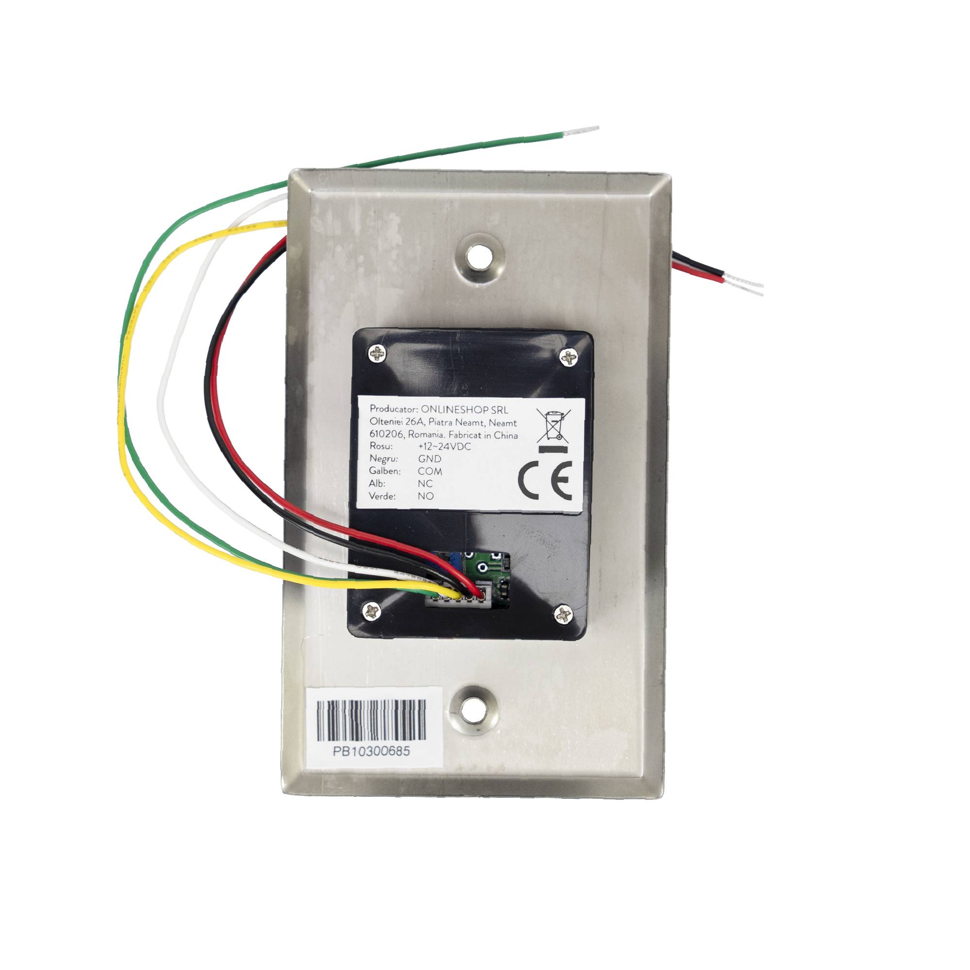 Einbau-Zugangsschalter PNI PB103, berührungslos, NO/NC/COM, 12 V/24 V DC, Status-LED, metallisch, 5 Drähte