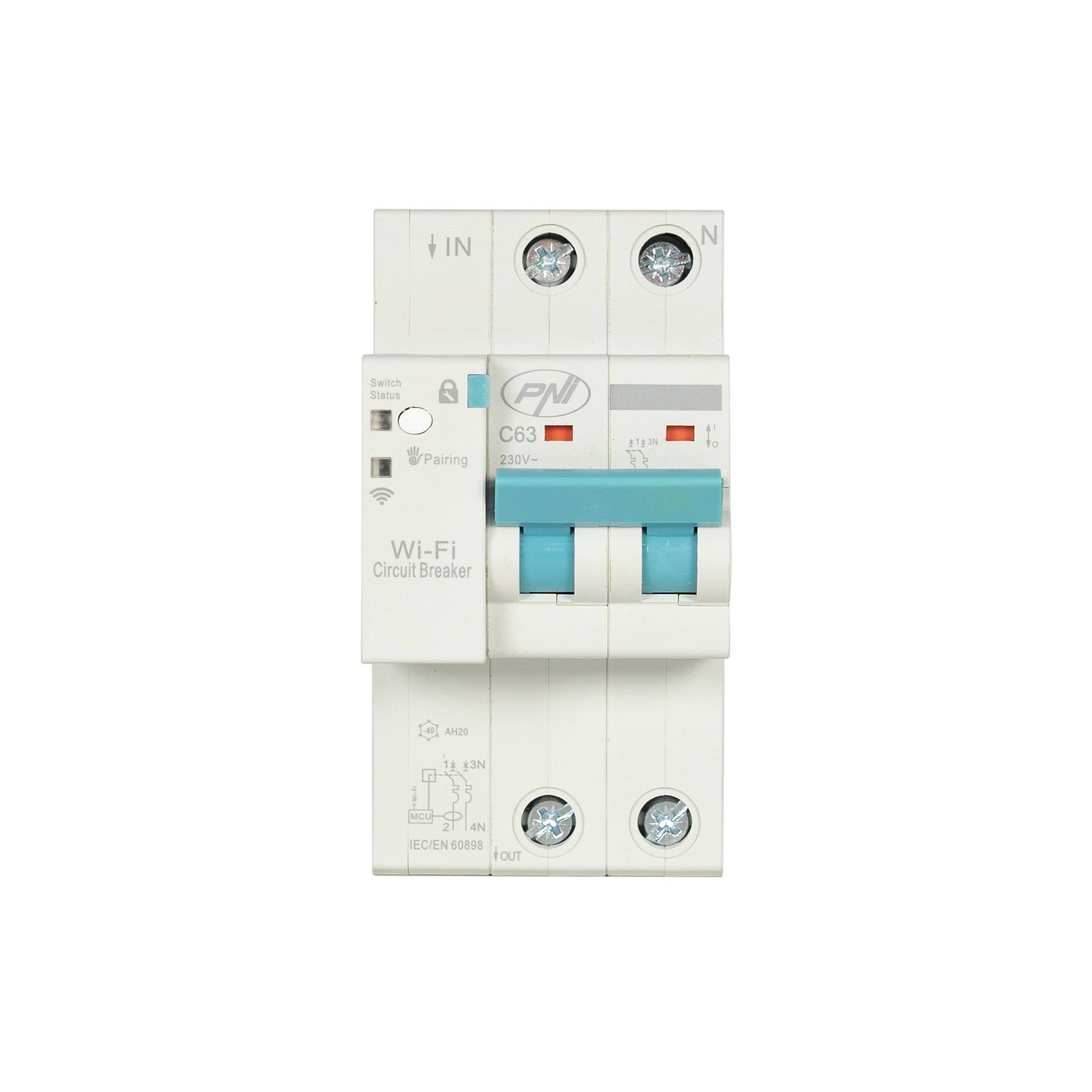 PNI SafeHome PT863 WiFi Smart-Automatiksicherung, einstellbar 1-63 A, einphasig 230 V, Tuya Smart-Mobilanwendung, intelligente Szenarien und