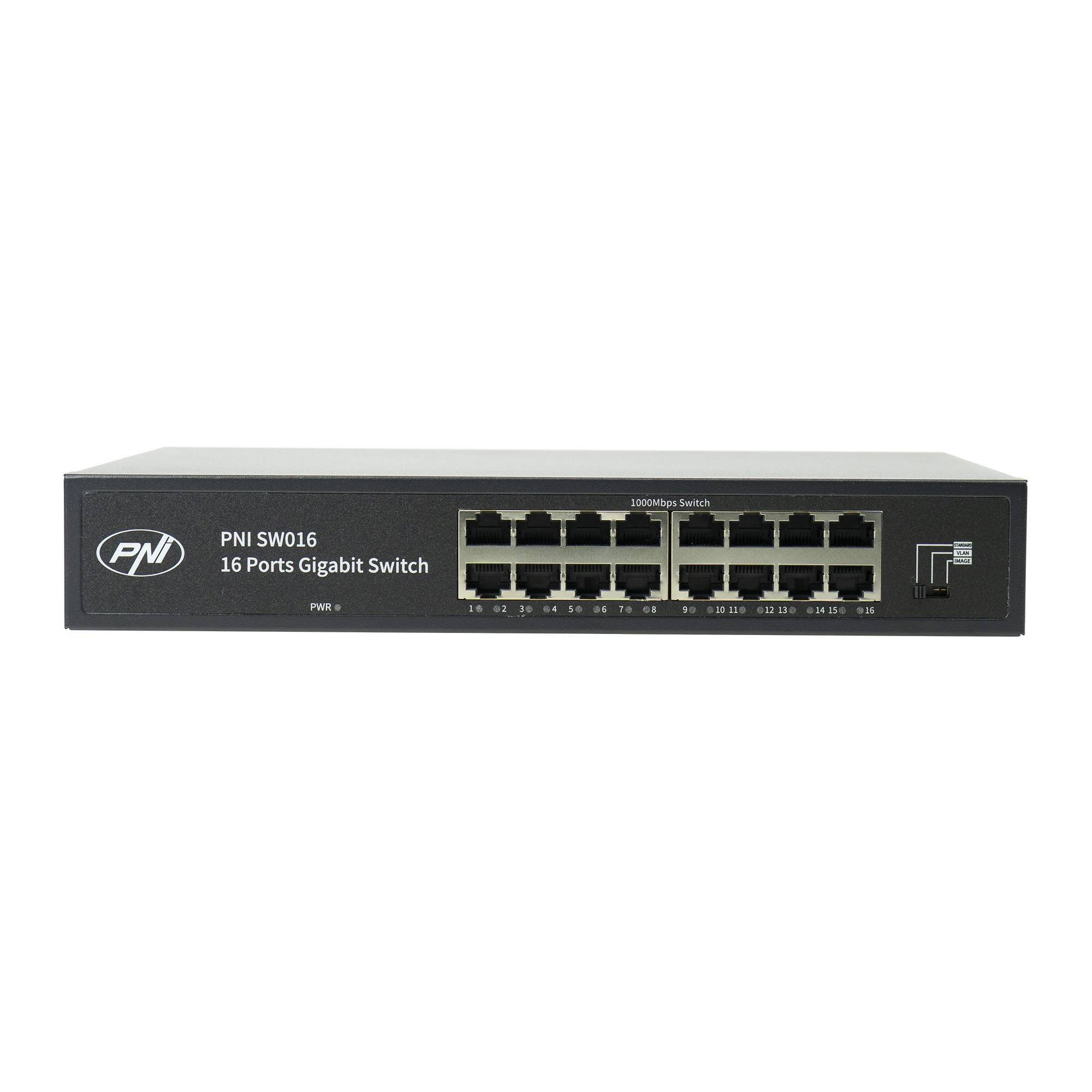 Switch PNI SW016, 16 x 10/100/1000 Mbit/s, Gigabit, Metallgehäuse