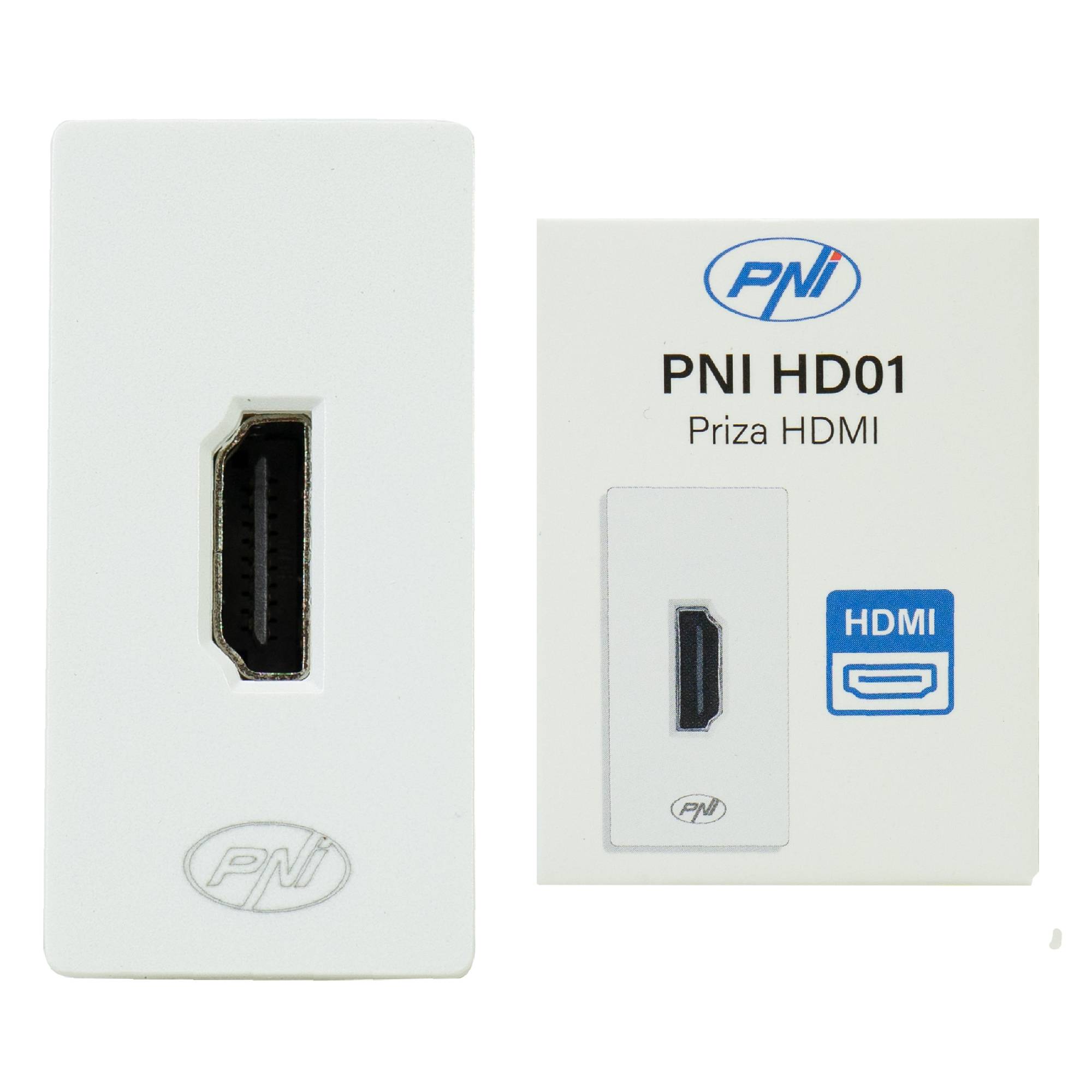 HDMI-Buchse PNI HD01 modular, Einbaumontage, weiß