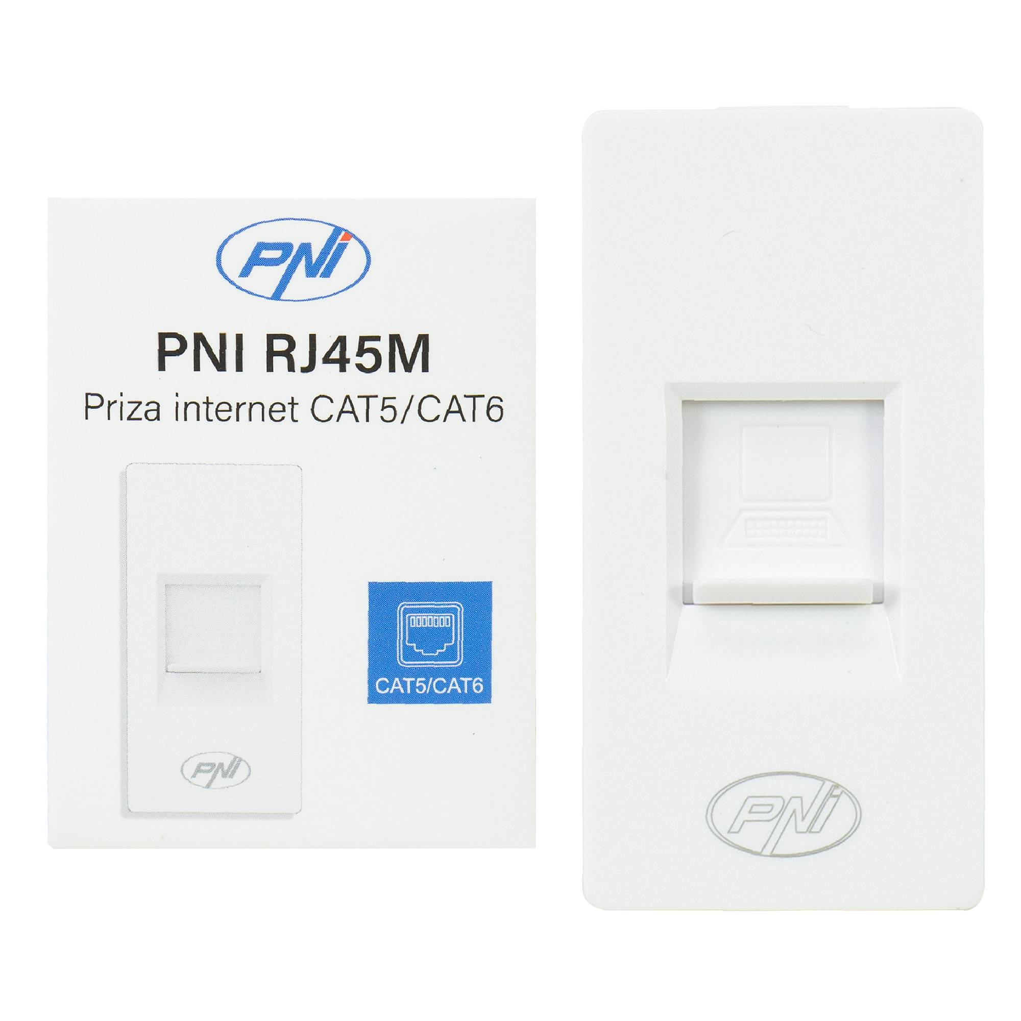 Internetsteckdose PNI RJ45M modular, CAT5, CAT6, Einbaumontage, weiß