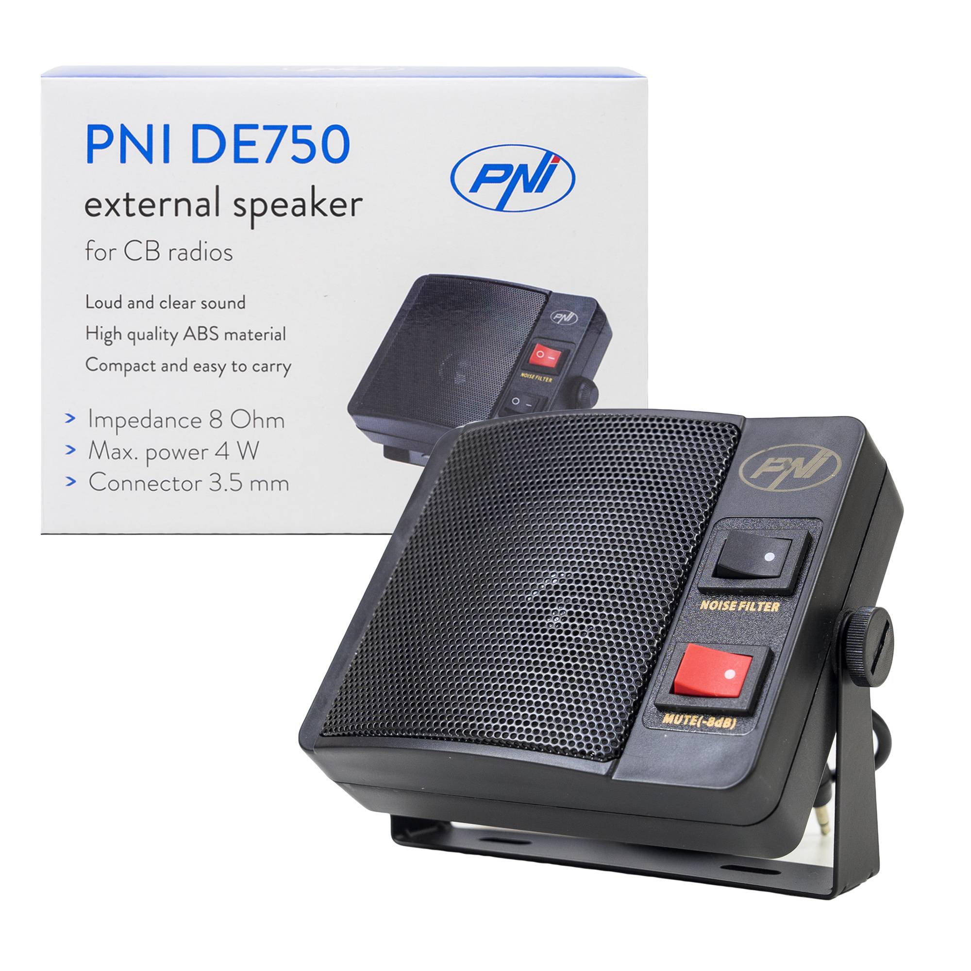 Externer Lautsprecher PNI DE750 für CB-Radiosender, 8 Ohm, 4 W, 3-Zoll-Lautsprecher, 3,5-mm-Buchse