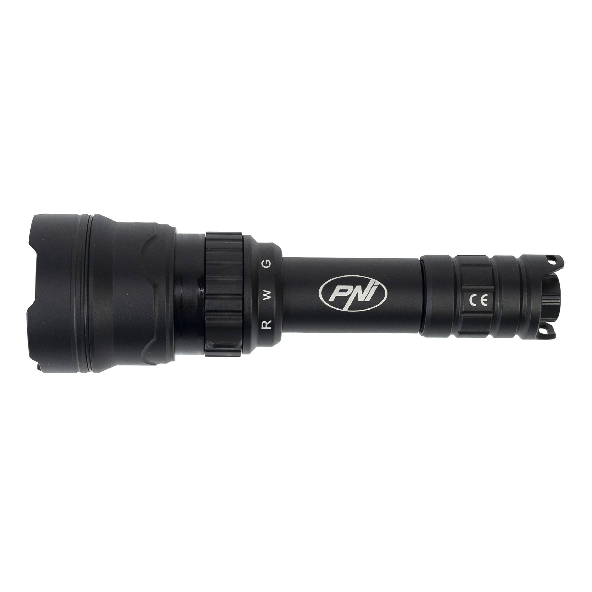 PNI Adventure F300 Taschenlampe mit 3-Farben-LED, weiß, rot, grün, max. 10W, IPX6, Reichweite 536 m, Lichtstrom 540 lm, 18650 3000mAh Akku inklusive