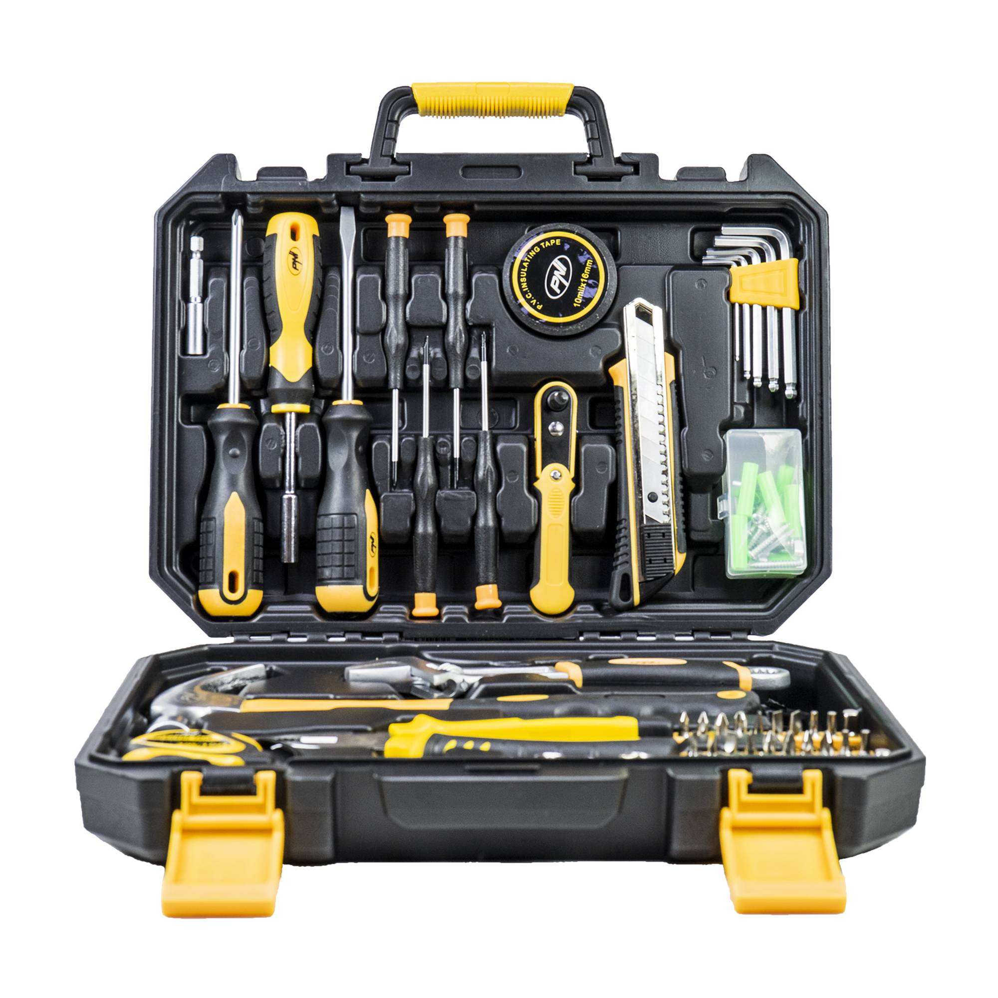 PNI TC100 Handwerkzeugsatz 100-teilig, Material Kohlenstoffstahl und Chrom-Vanadium, Kunststoffbox