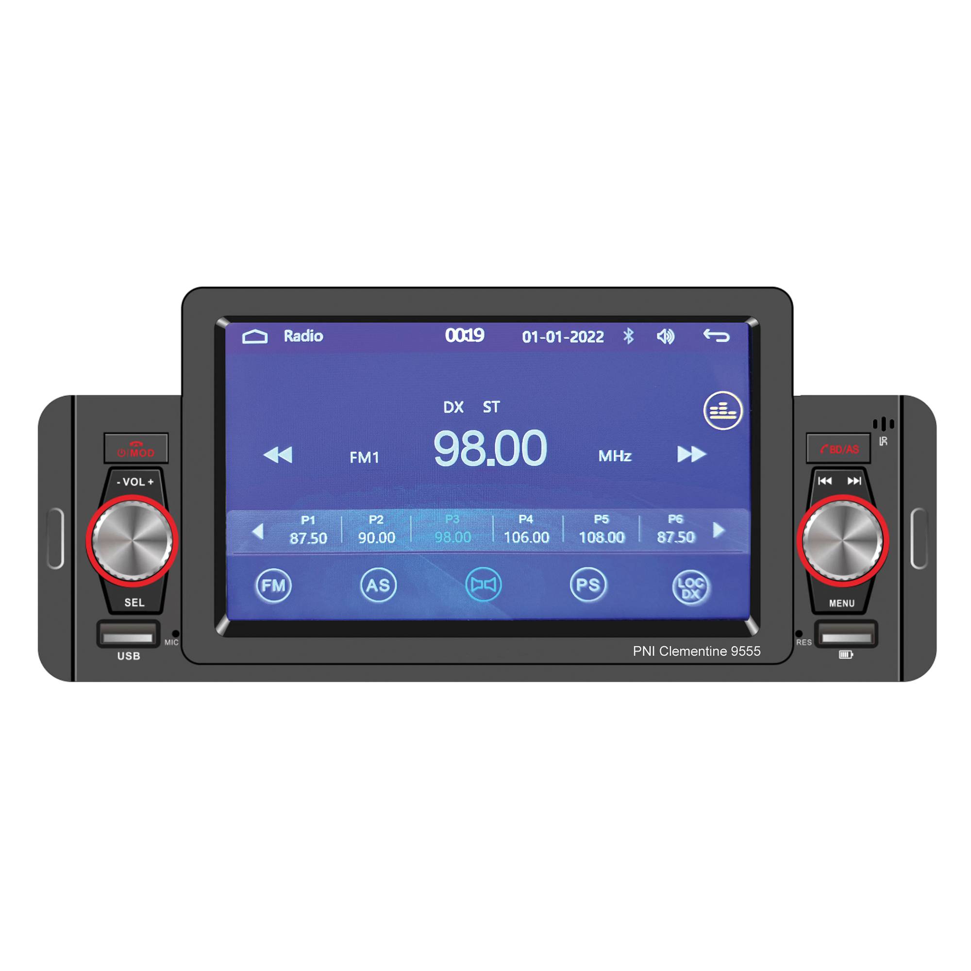 Auto MP5-Player PNI Clementine 9555 1DIN Display 5 Zoll 4 x 50W, Bluetooth, UKW-Radio, Carplay, RDS-Funktion