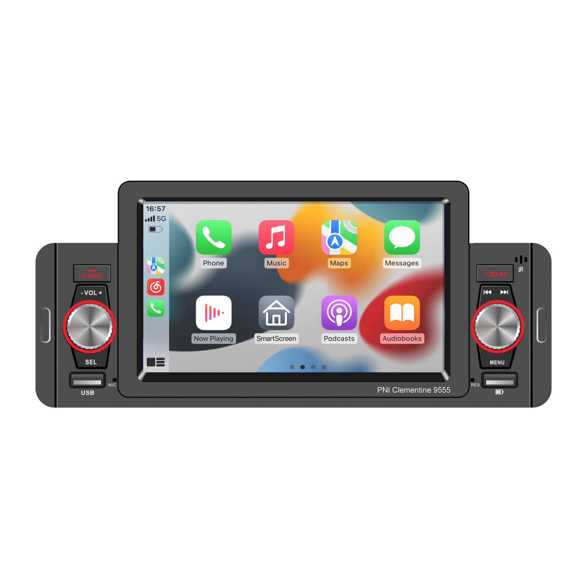 Auto MP5-Player PNI Clementine 9555 1DIN Display 5 Zoll 4 x 50W, Bluetooth, UKW-Radio, Carplay, RDS-Funktion