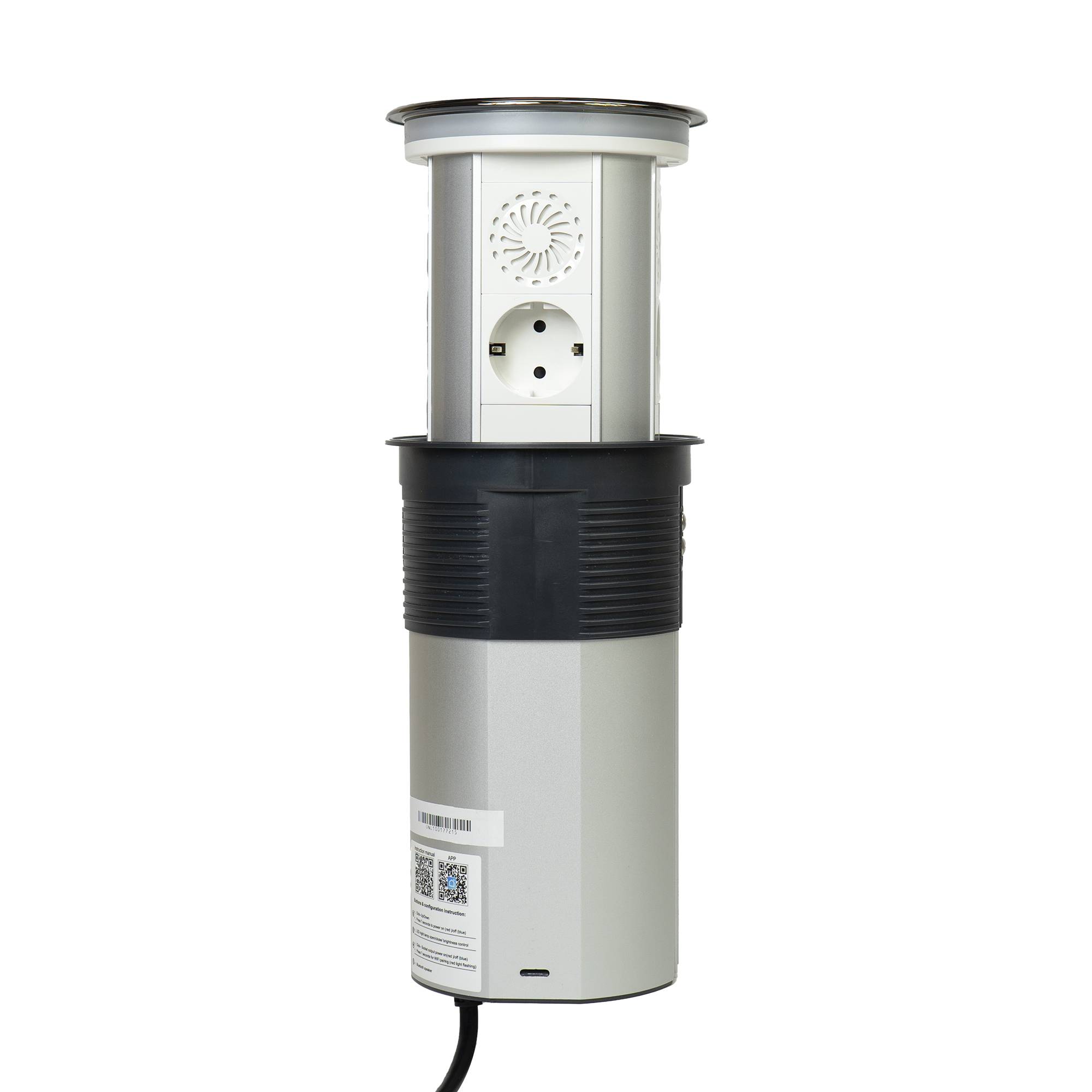 Intelligente Steckdose PNI SmartHome WP300 WiFi, im Boden eingelassen, 3 x Schuko, 1 x USB-A, 1 x USB-C, IP65, grau