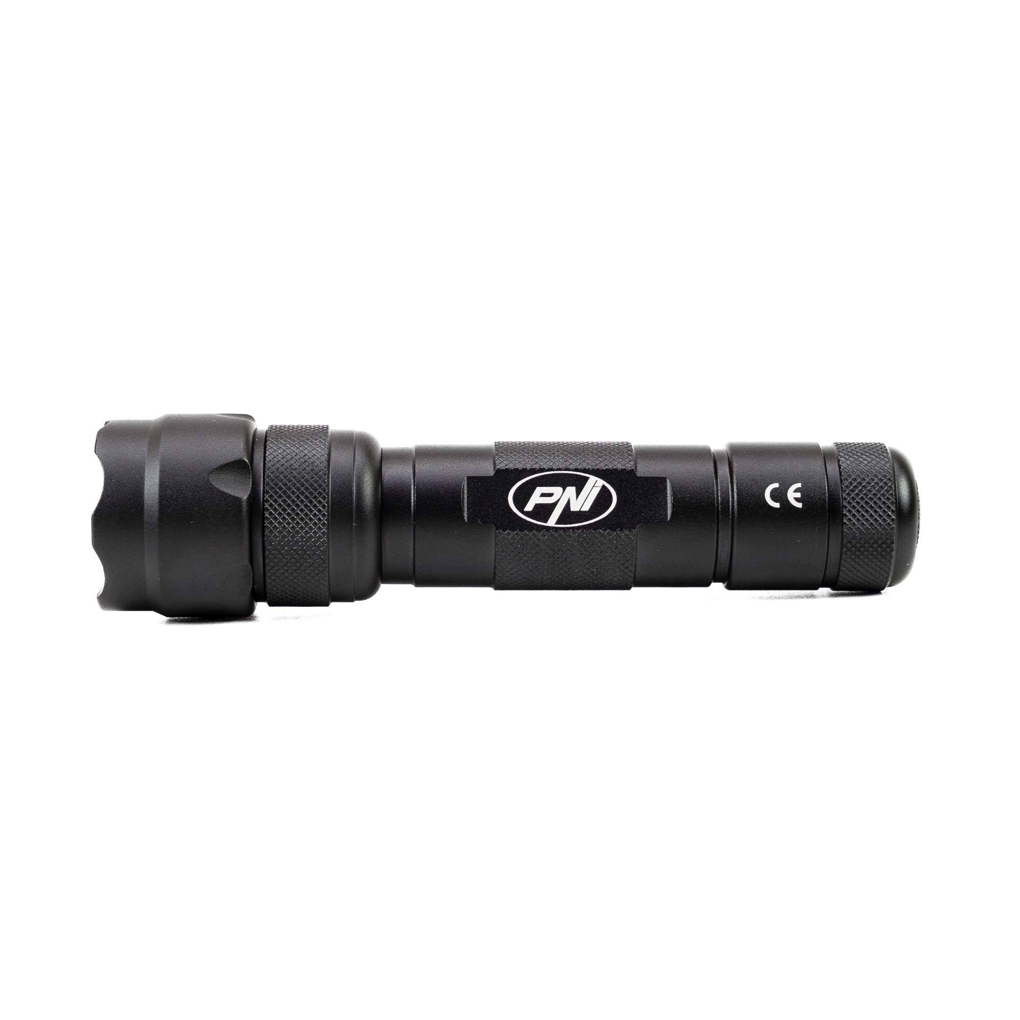 PNI Adventure FDW48 Taschenlampe mit LED, Aluminium, 3000 mAh Akku, inklusive Ladegerät, schwarz