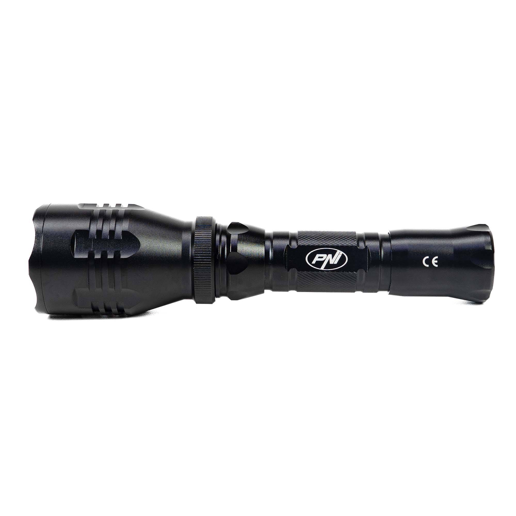 PNI Adventure FBW48 Taschenlampe mit LED, 750lm, Aluminium, 3000 mAh Akku, Reichweite 450 Meter, schwarz