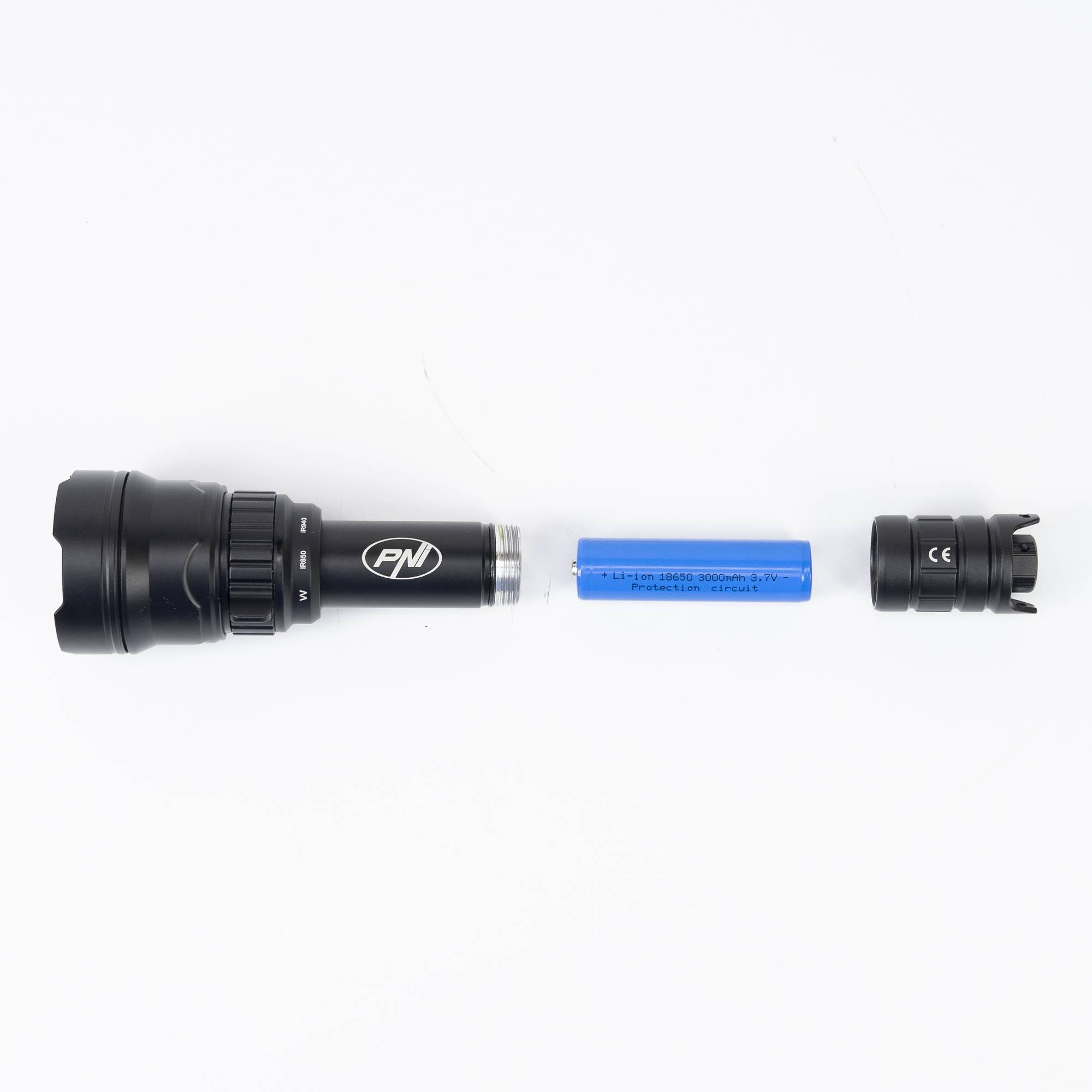 Taschenlampe PNI Adventure IRBW198, Fokus, Li-Ion 3000 mAh, IR850, IR940 und weißes Licht