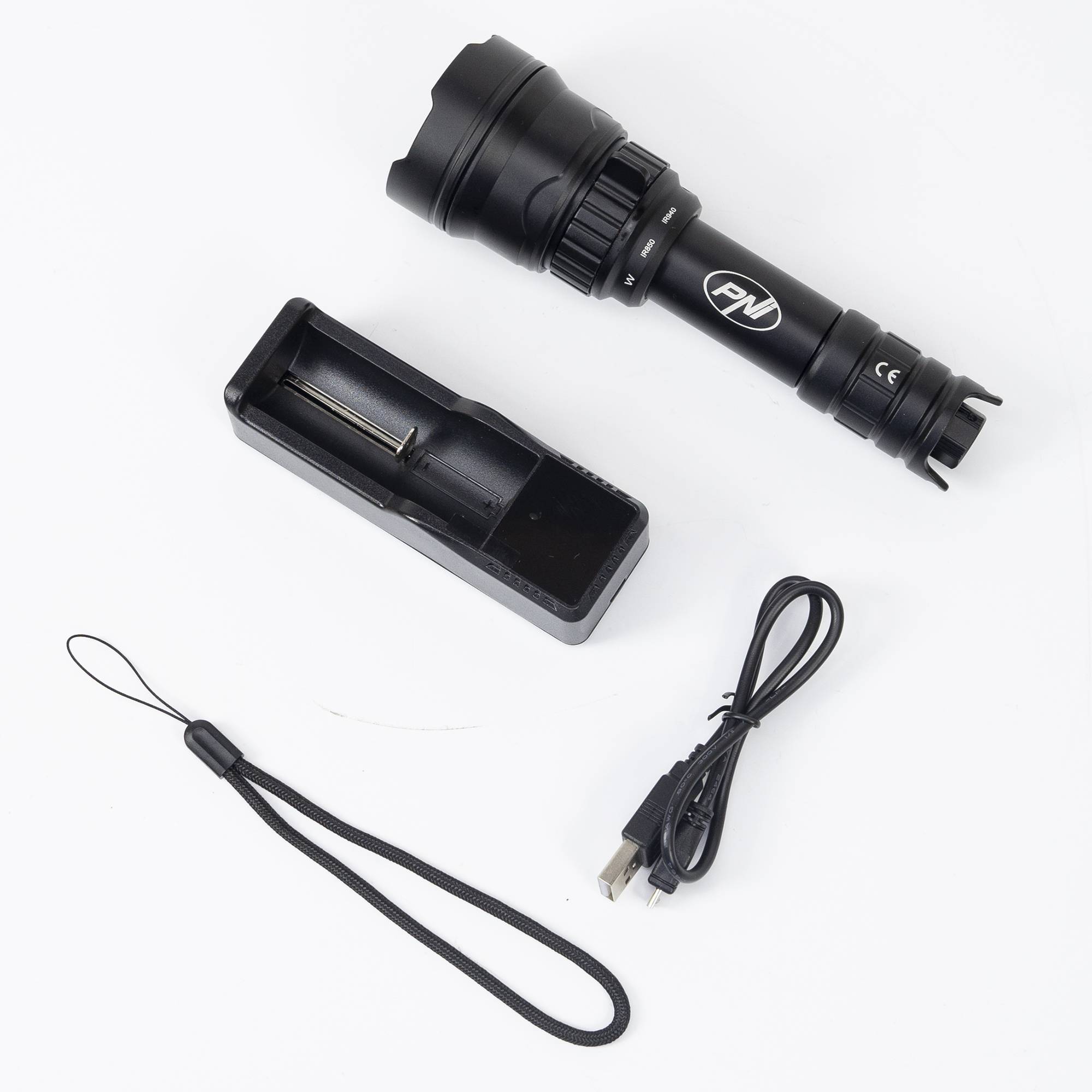 Taschenlampe PNI Adventure IRBW198, Fokus, Li-Ion 3000 mAh, IR850, IR940 und weißes Licht