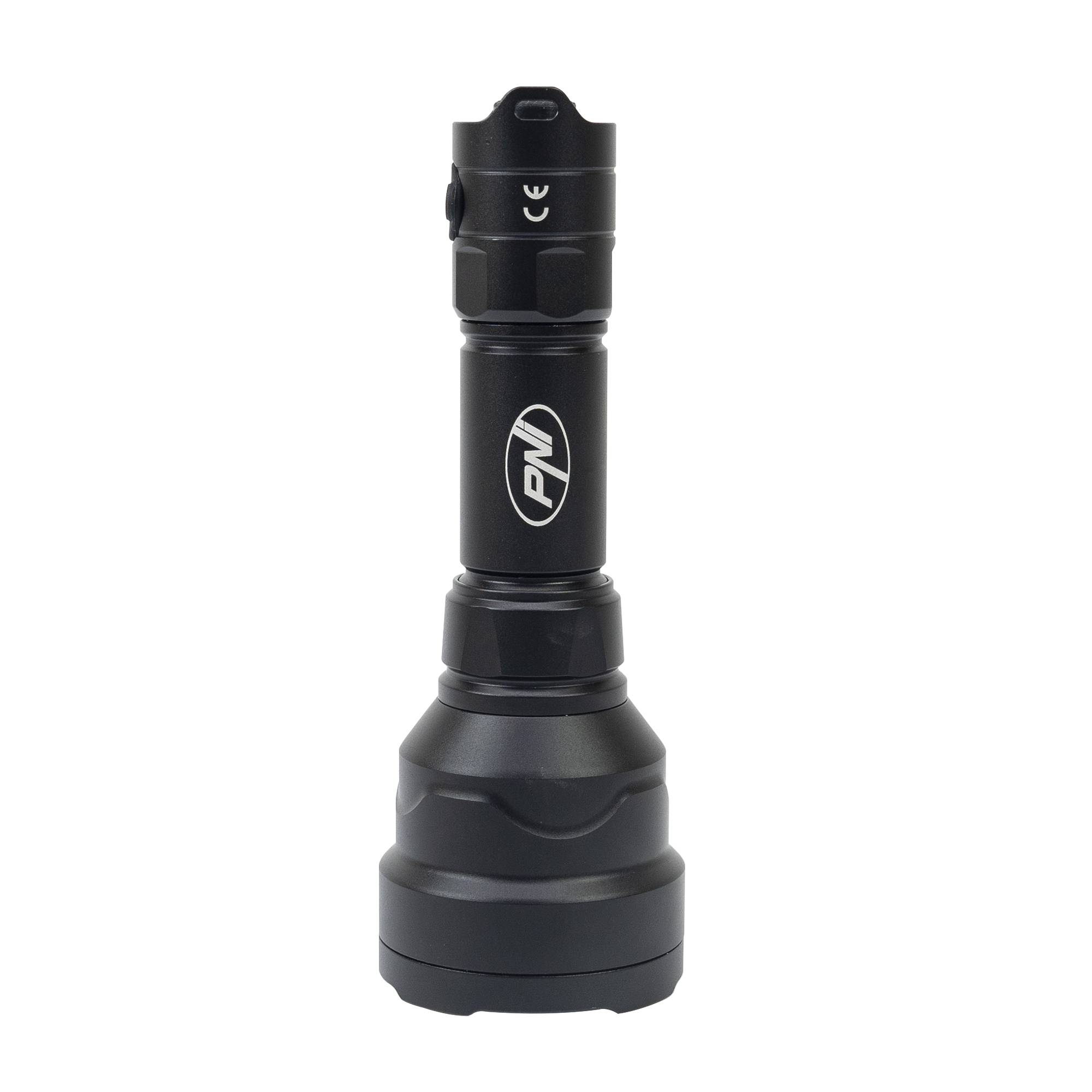 Taschenlampe PNI Adventure FHTW11, 55 m, Fokus, Li-Ion 3000 mAh, 630 lm, bis zu 650 m, schwarz