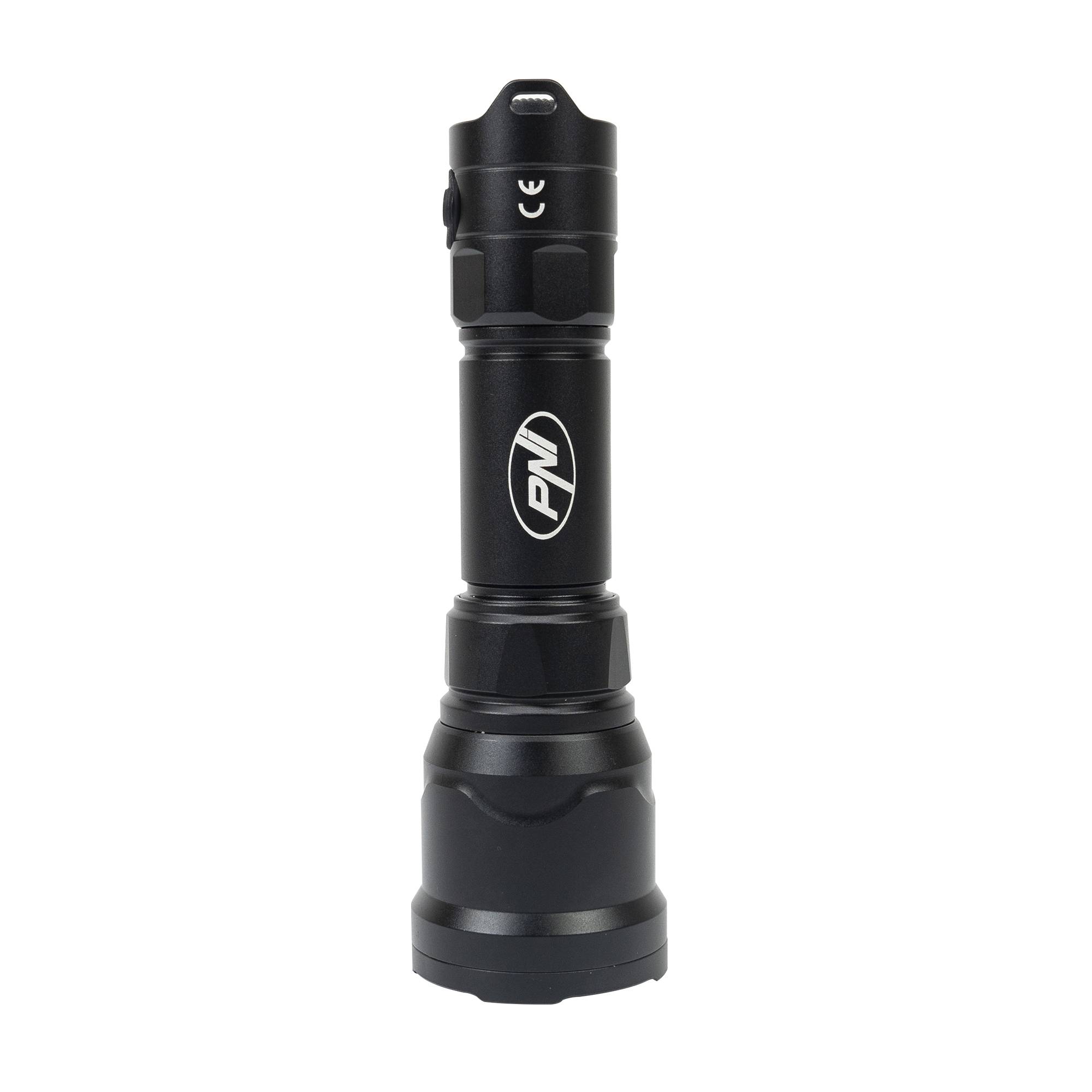 Taschenlampe PNI Adventure FHTW10, 40 m, Fokus, Li-Ion 3000 mAh, 620 lm, bis zu 540 m, schwarz