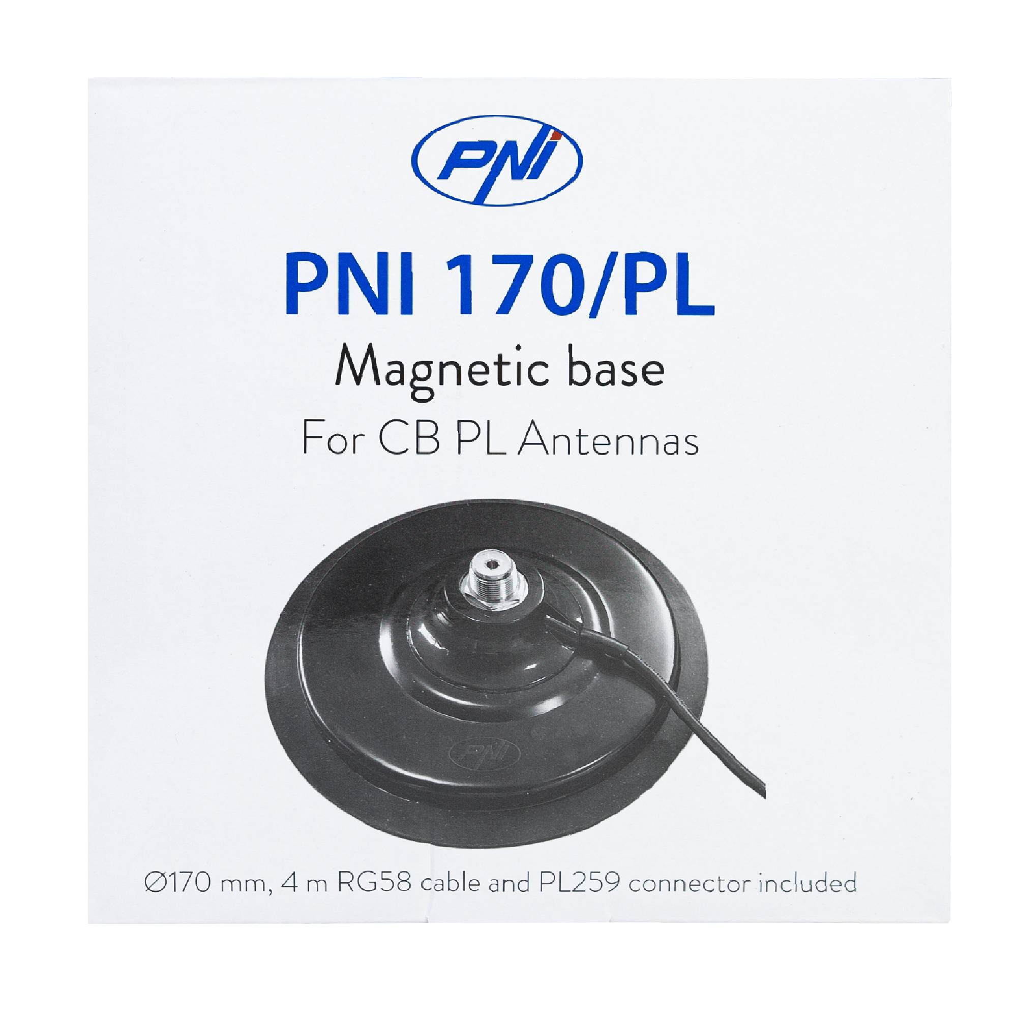 Magnetfuß PNI 170/PL 170 mm, schmal, inklusive 4m Kabel und Stecker PL259