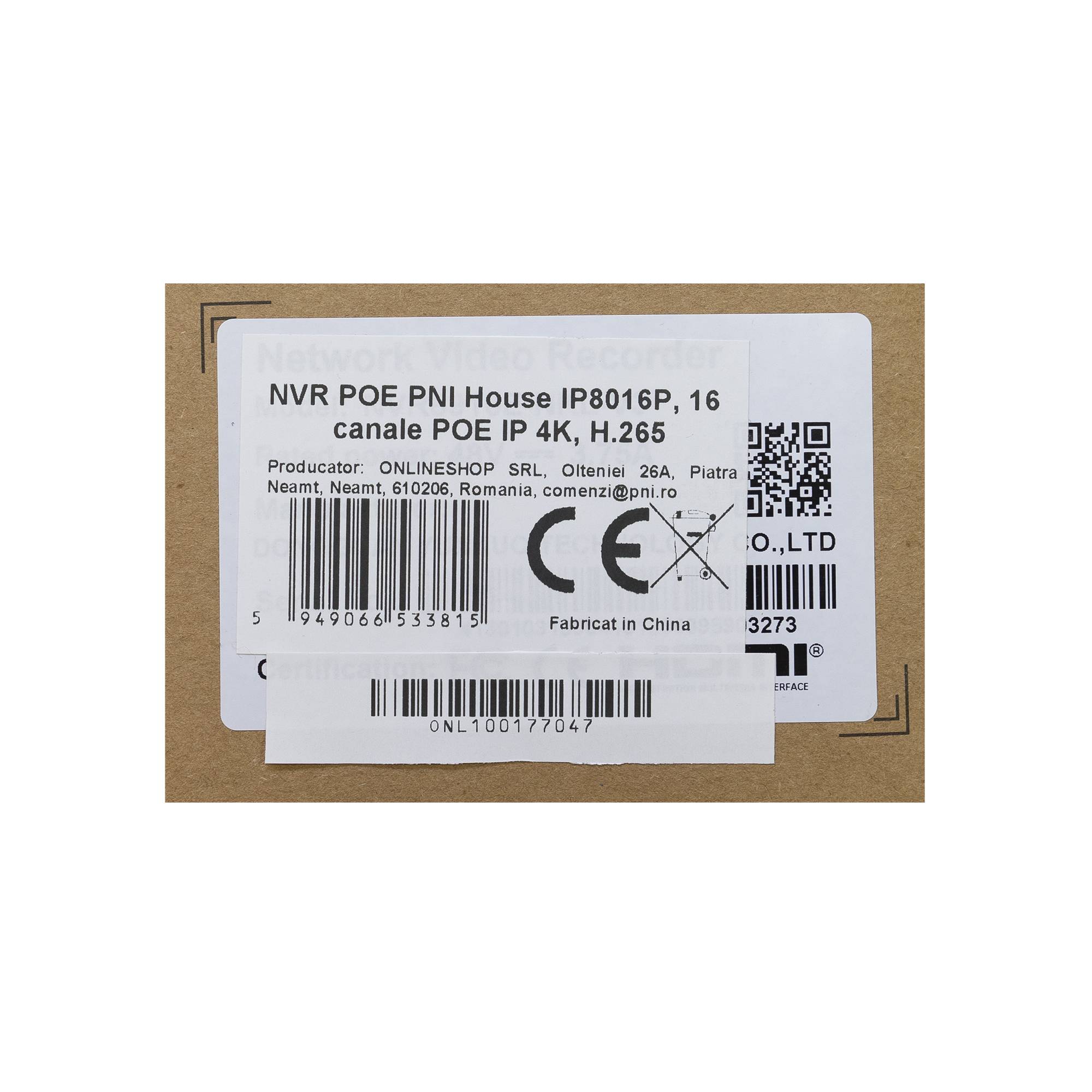 NVR POE PNI House IP8016P, 16 Kanäle POE IP 4K, H.265